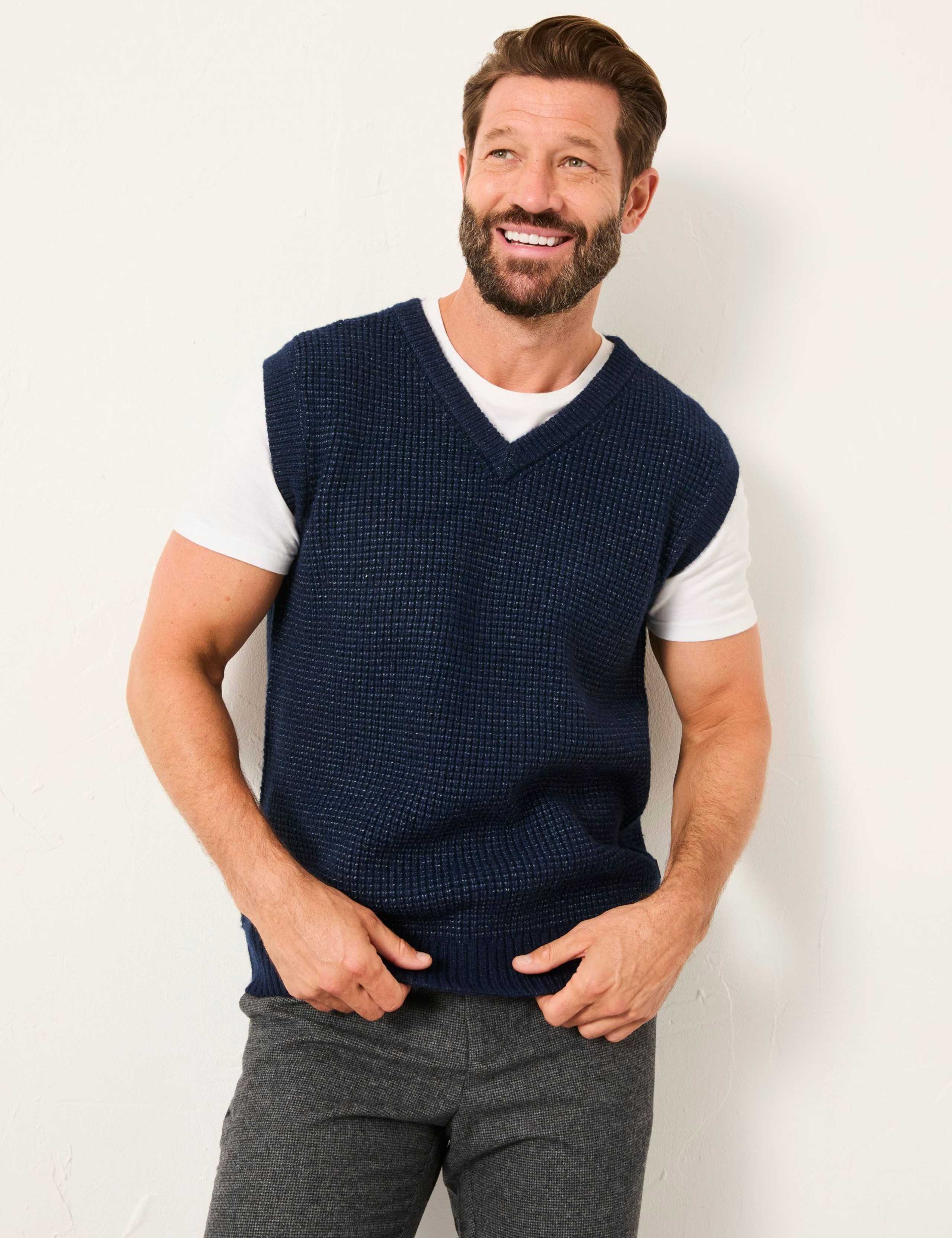Textured V-Neck Knitted Vest 5 of 8