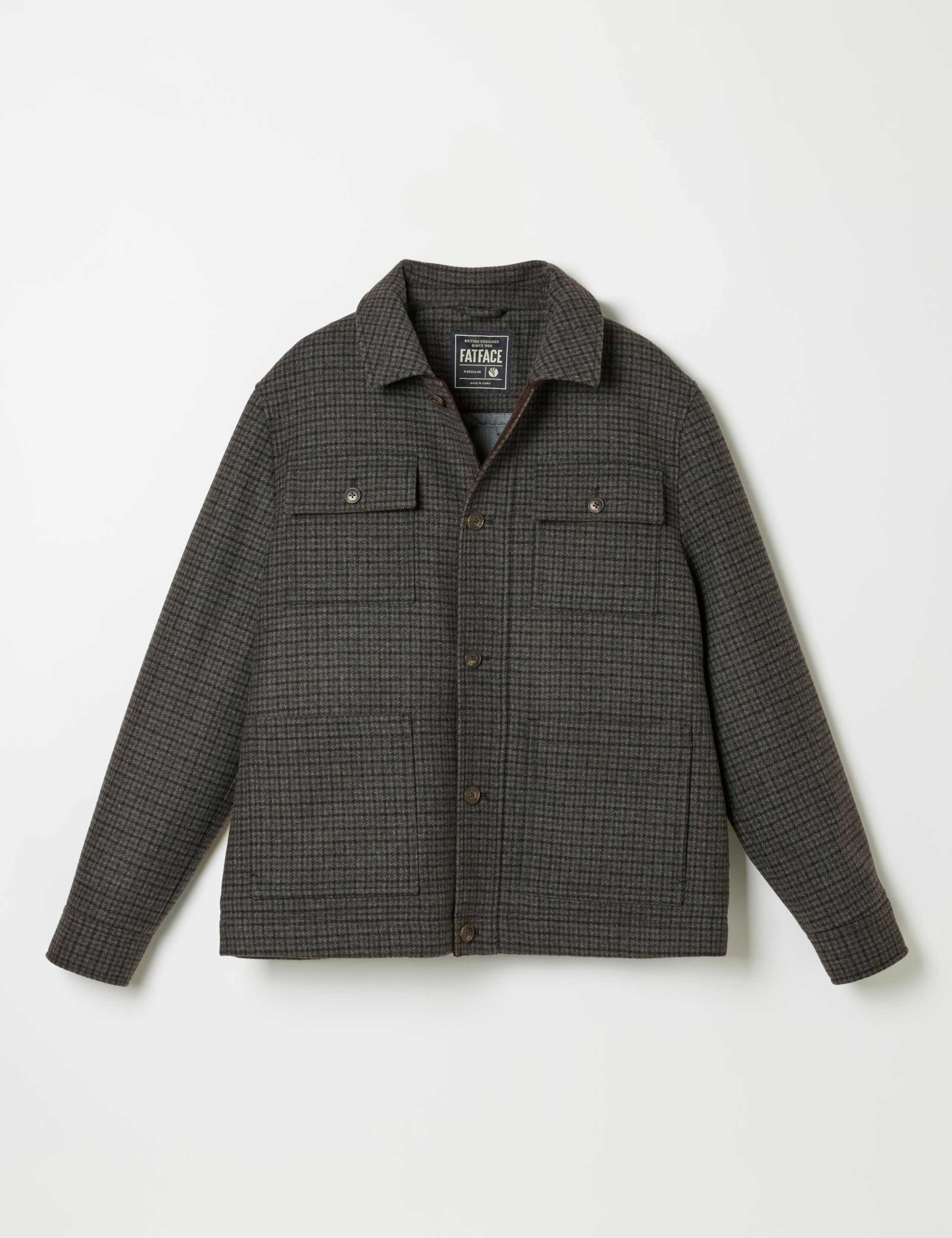 Wool Blend Checked Barn Jacket 2 of 7
