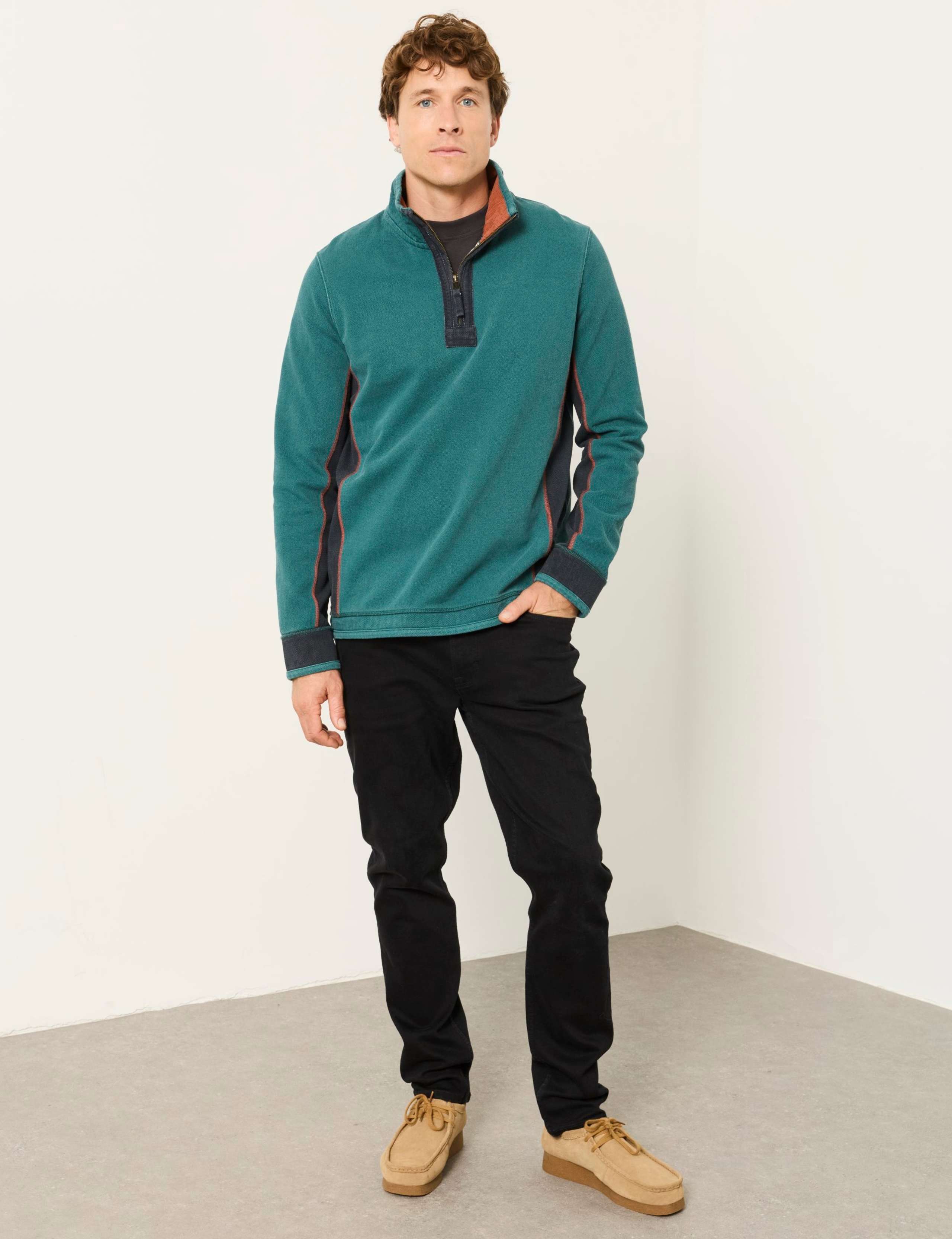 Pure Cotton Half Zip Long Sleeve Sweatshirt 1 of 6