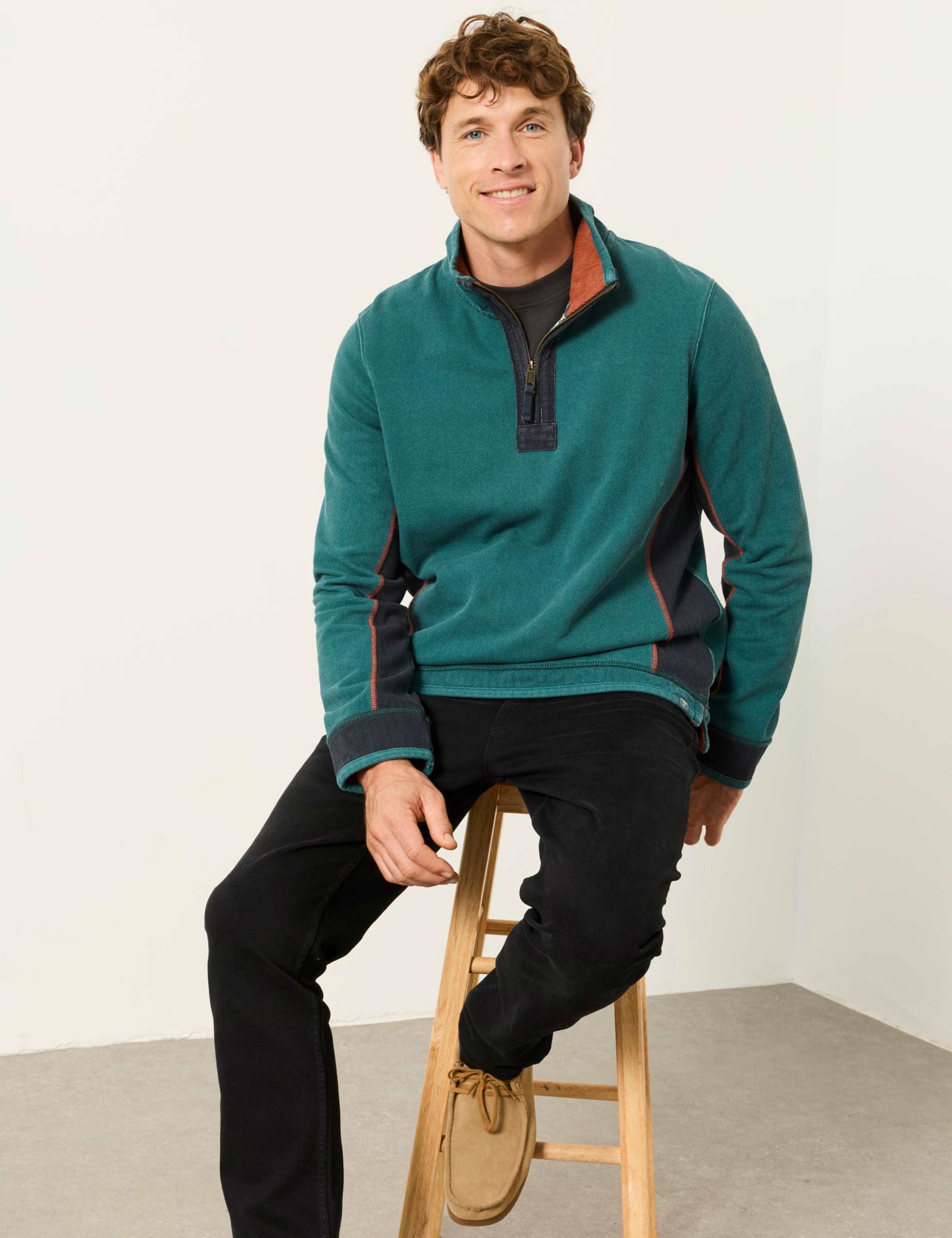 Pure Cotton Half Zip Long Sleeve Sweatshirt 4 of 6