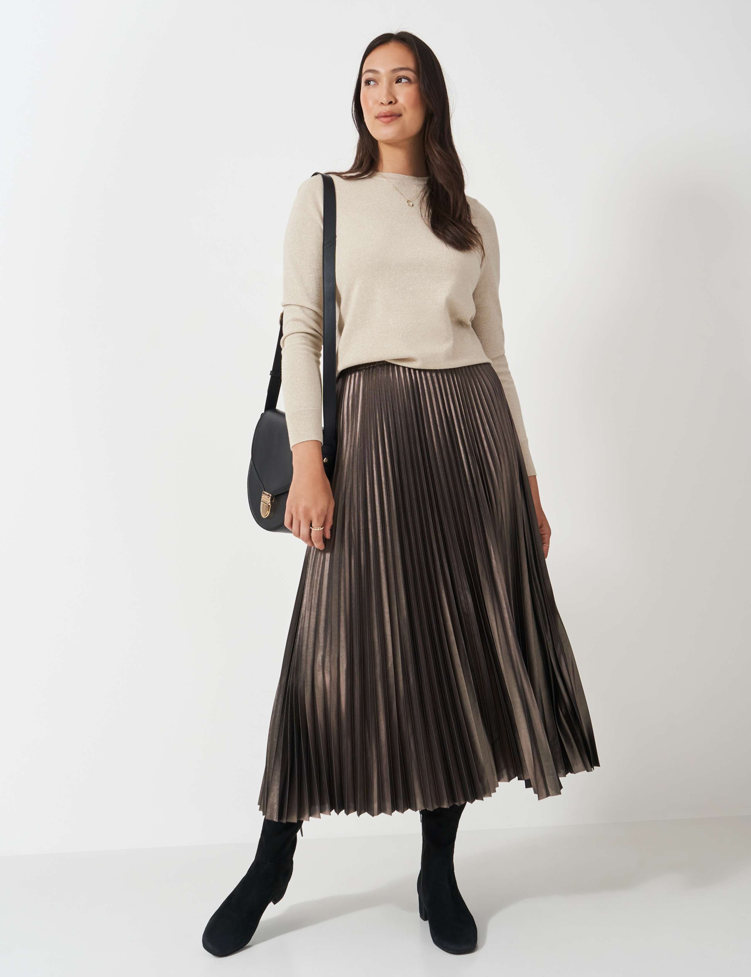 Metallic Pleated Midi Skirt 4 of 5