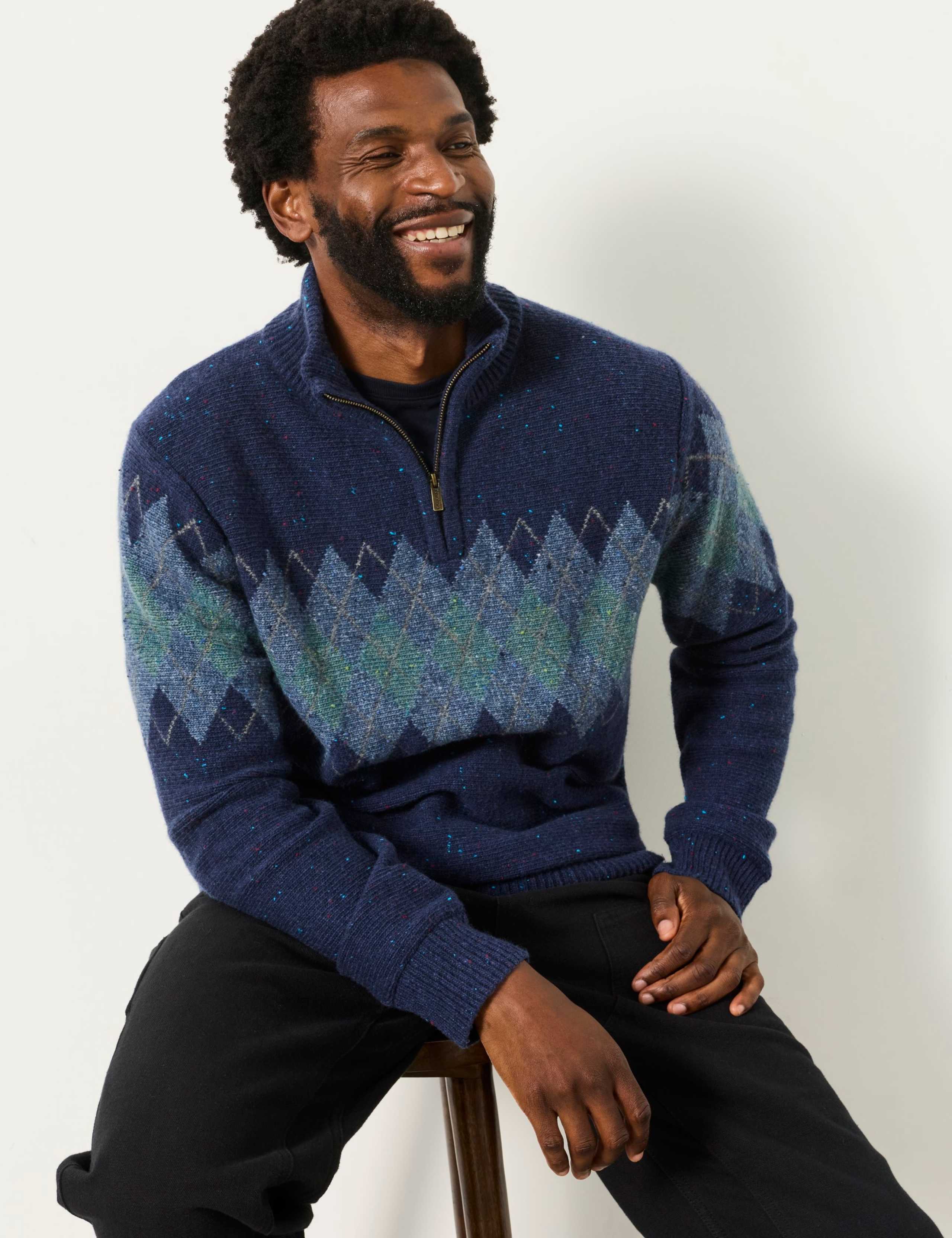 Argyle Half Zip Knitted Jumper 3 of 5