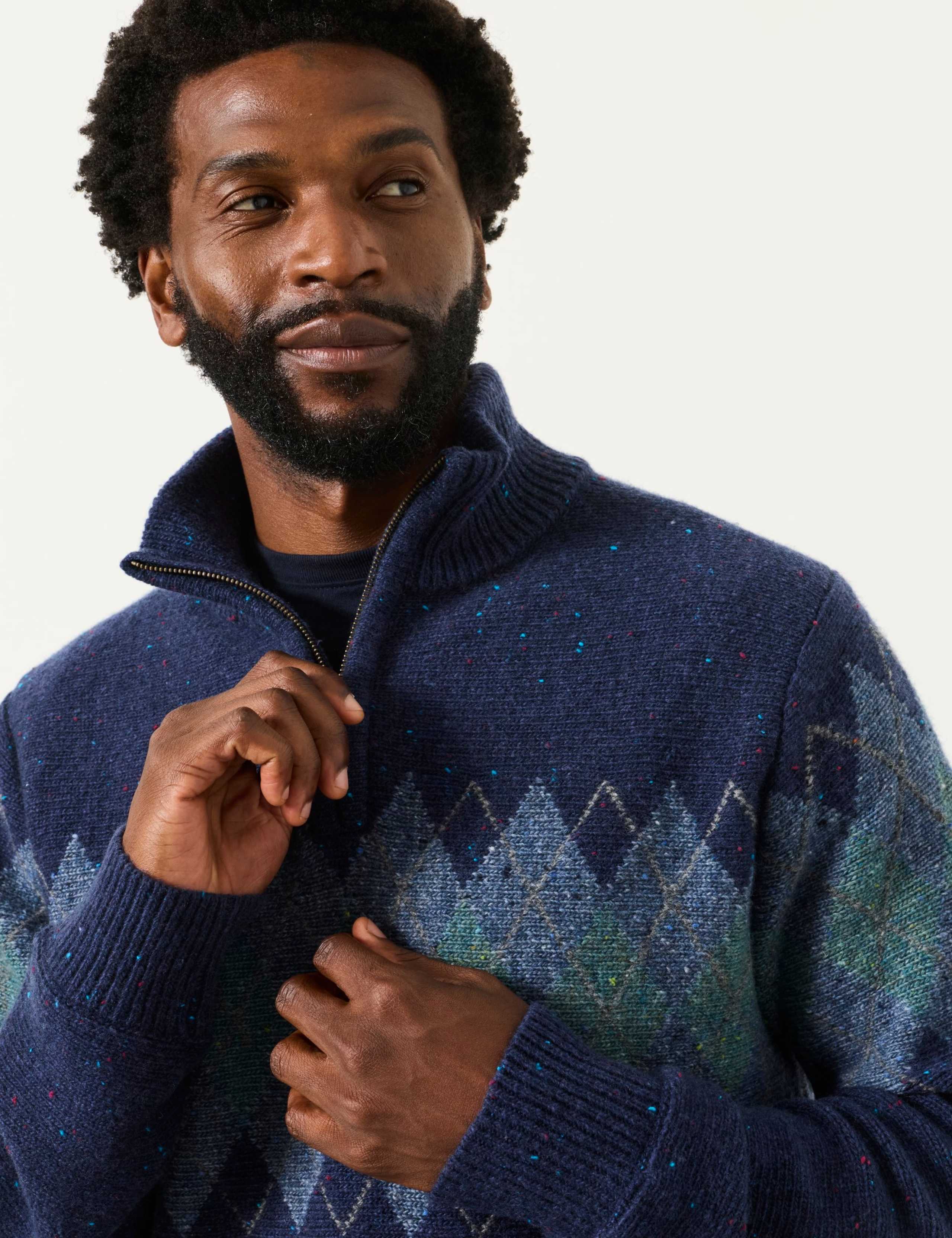 Argyle Half Zip Knitted Jumper 5 of 5