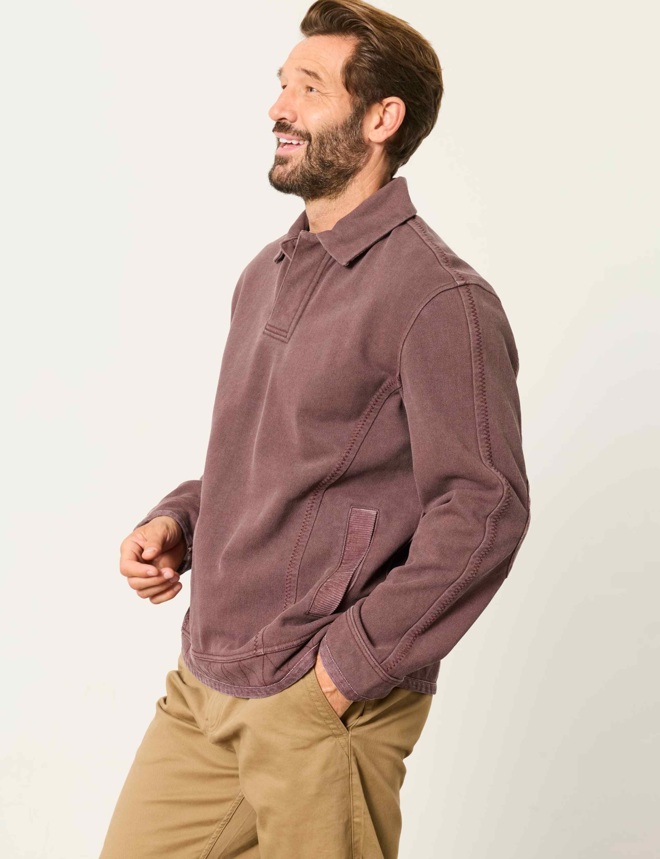 Pure Cotton Button Neck Airlie Sweatshirt 3 of 6