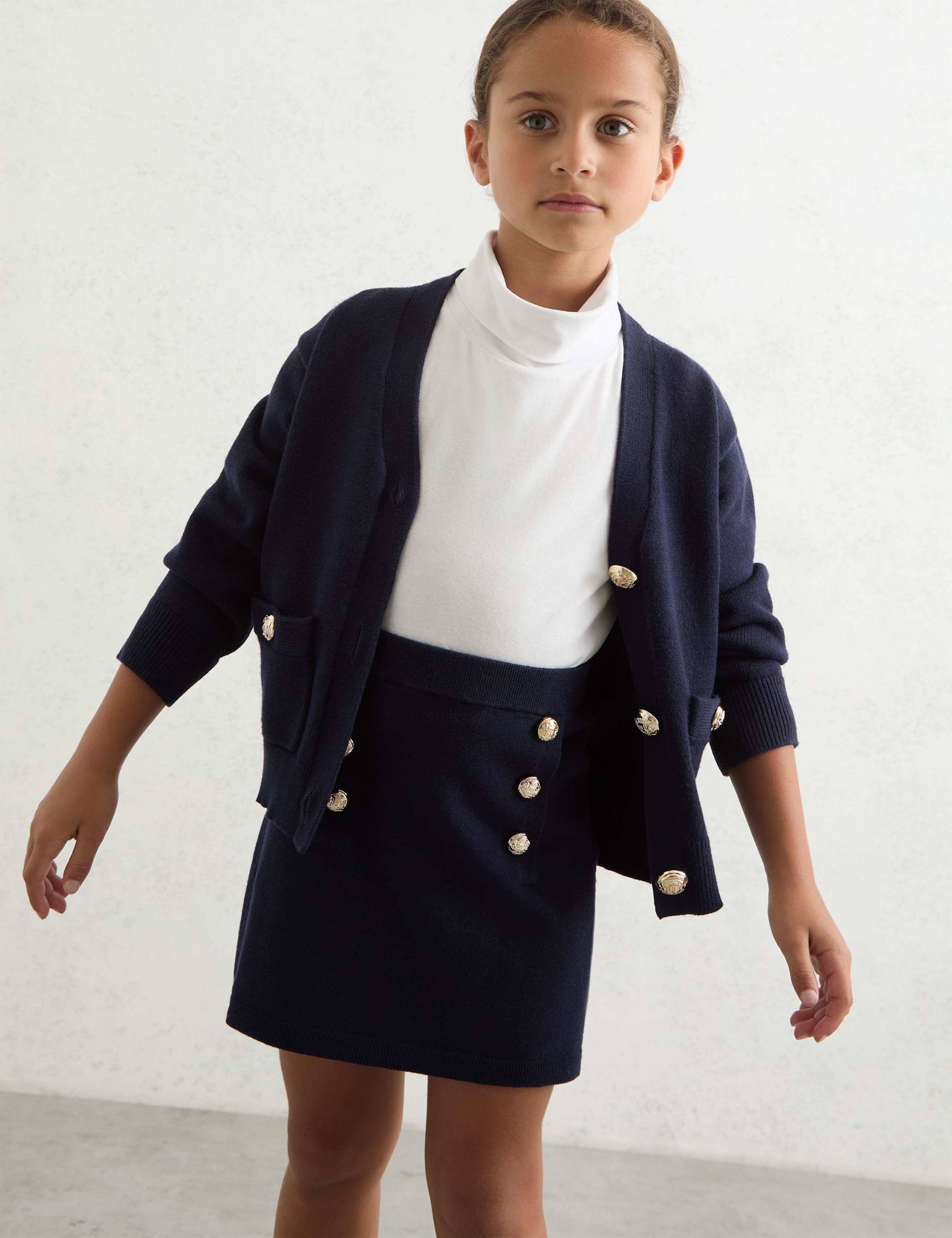 Knitted Crest Button A-Line Skirt (3-14 Yrs) 3 of 4