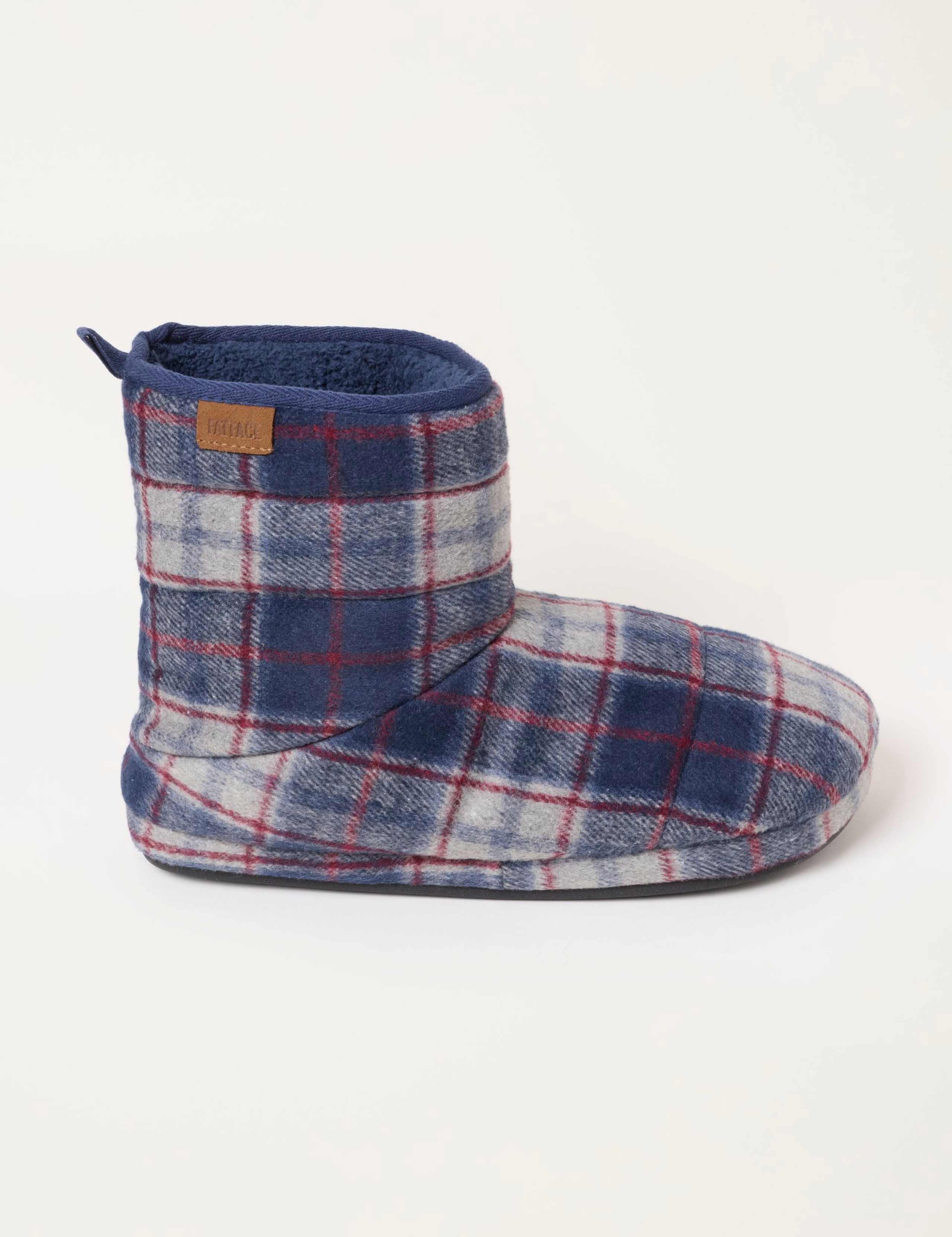 Checked Fleece Lined Slipper Boots 1 of 3