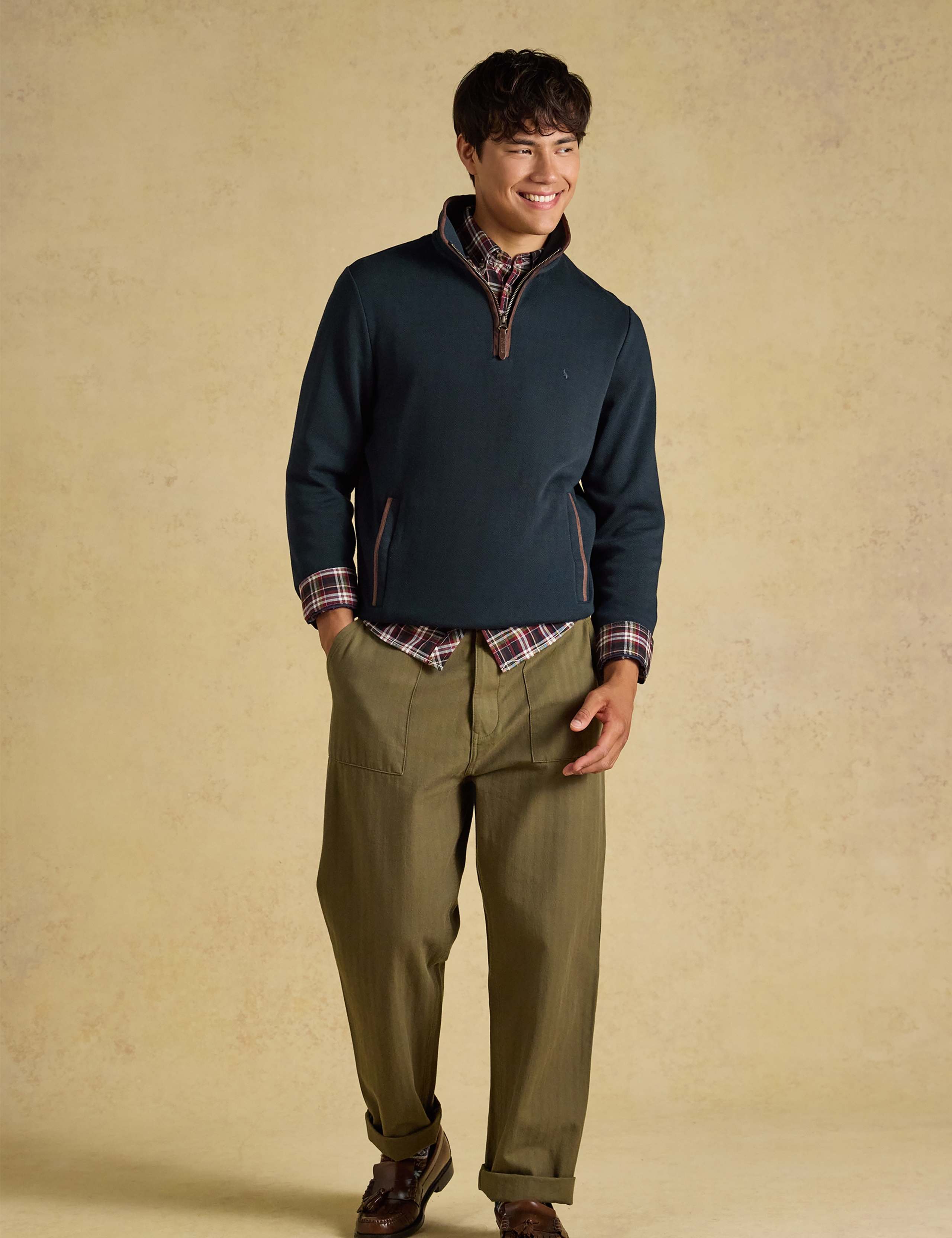Cotton Rich Funnel Neck Half Zip Sweatshirt 2 of 7