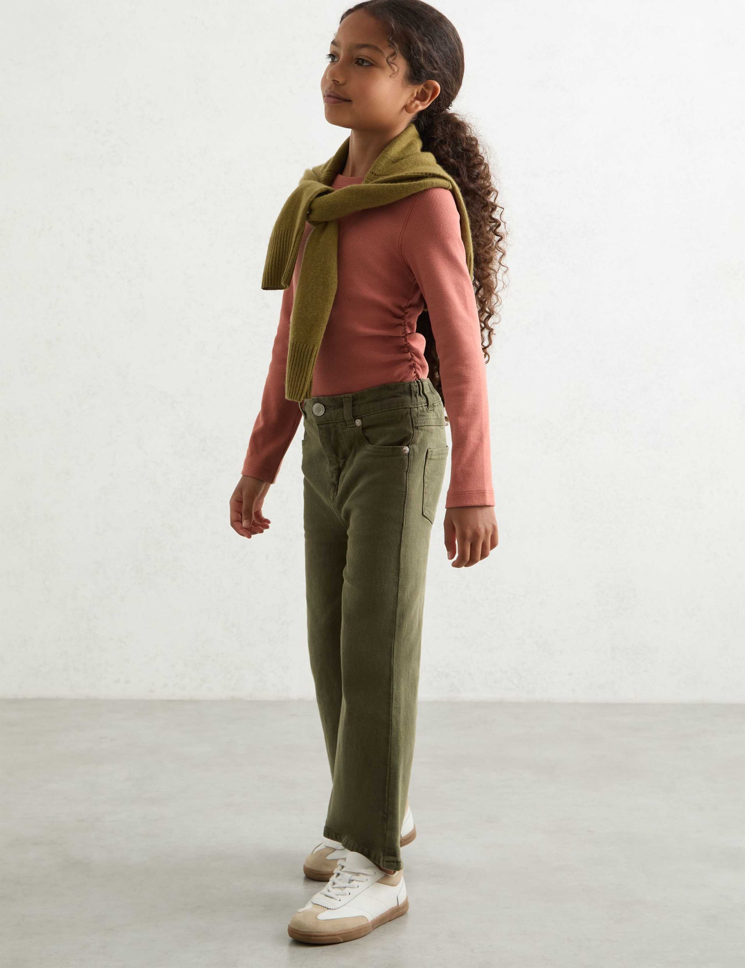Cotton Rich Ribbed Ruched T-Shirt (4-14 Yrs) 4 of 4