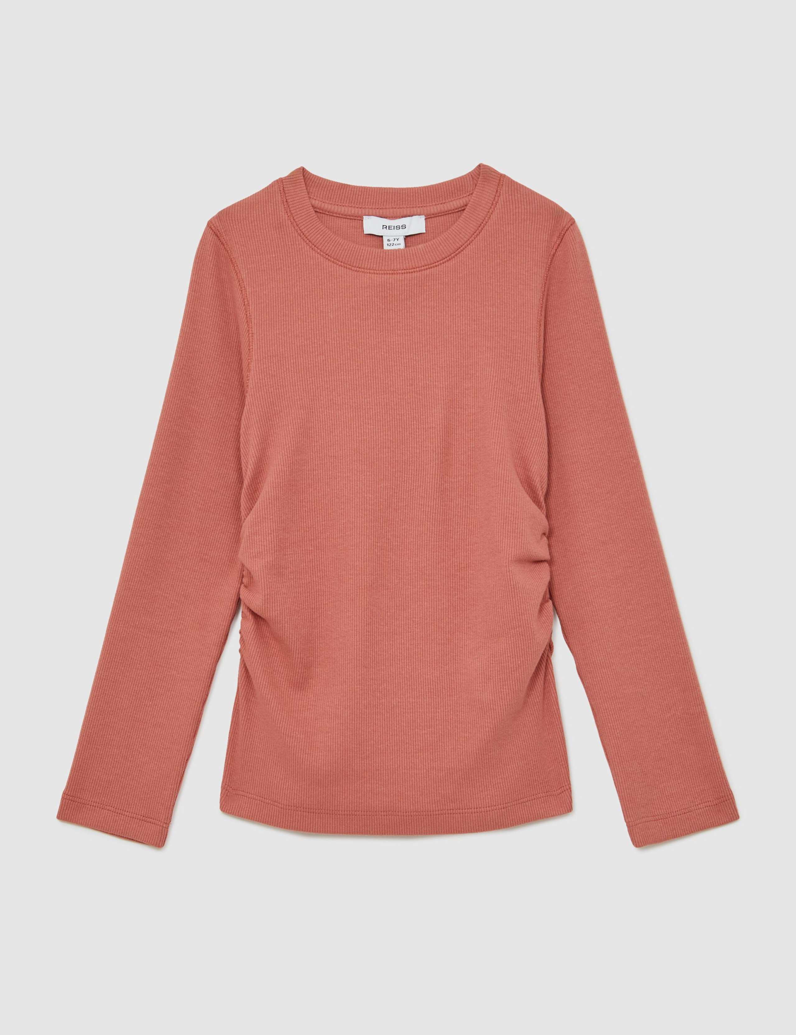 Cotton Rich Ribbed Ruched T-Shirt (4-14 Yrs) 2 of 4