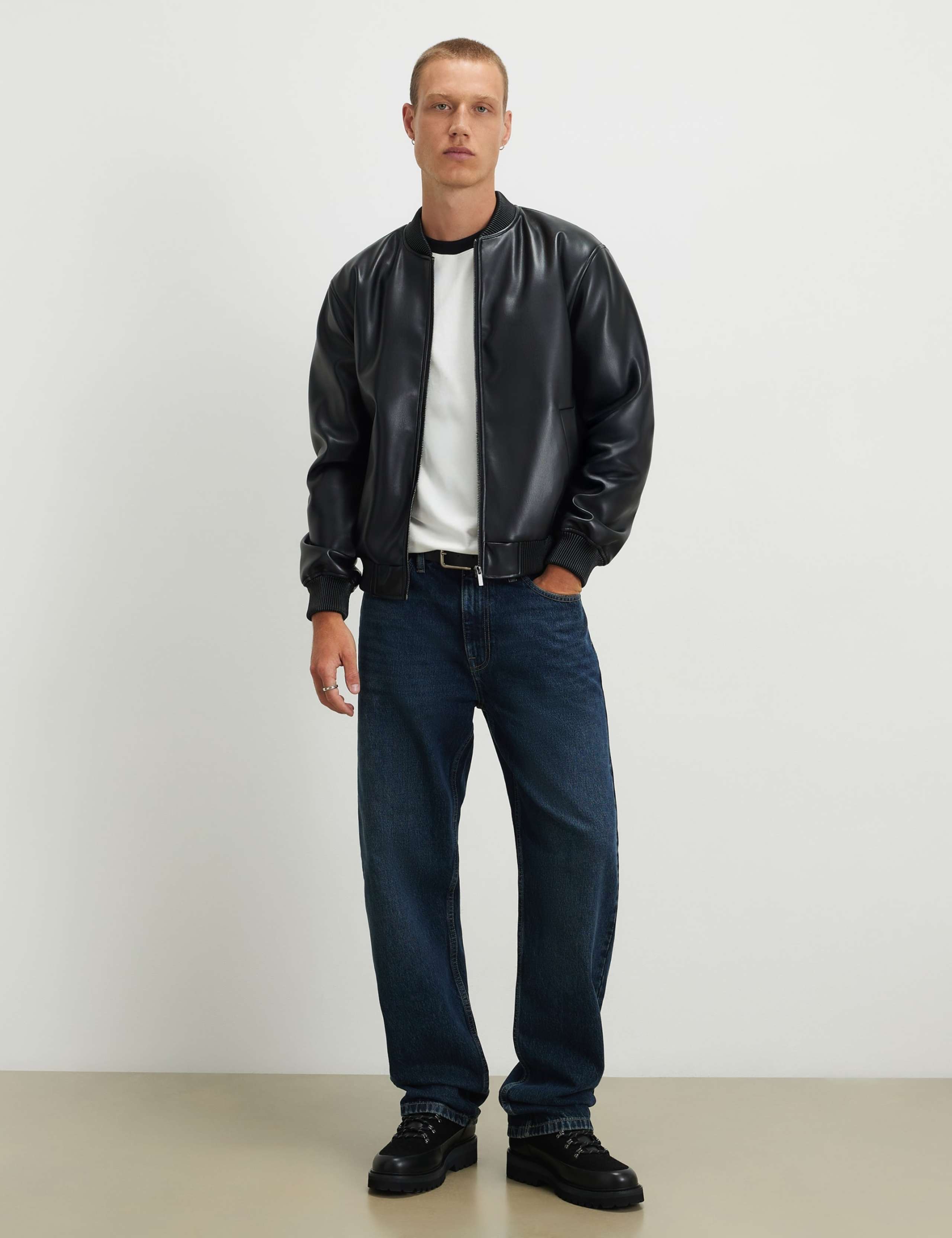 Faux Leather Bomber Jacket 3 of 6