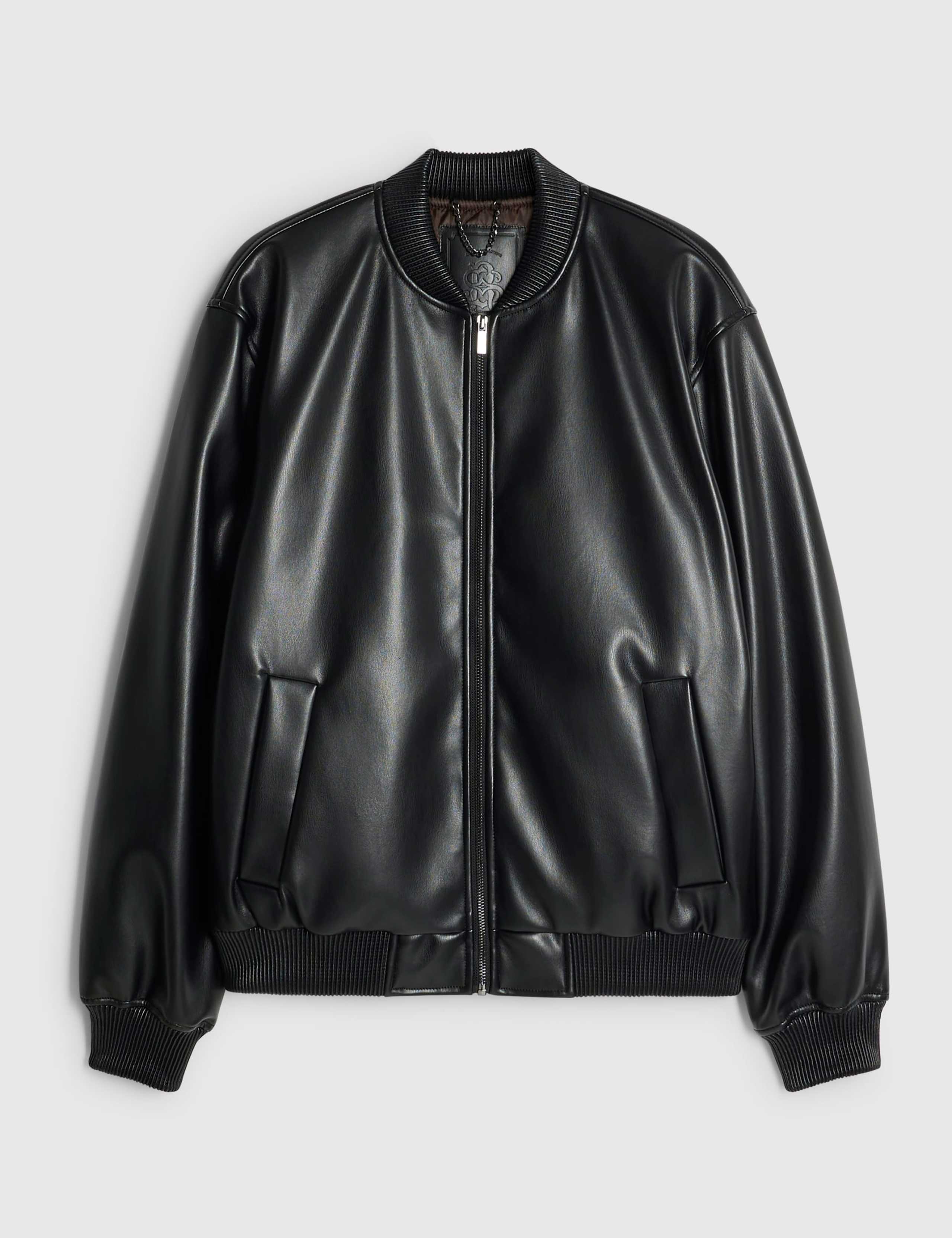Faux Leather Bomber Jacket 2 of 6