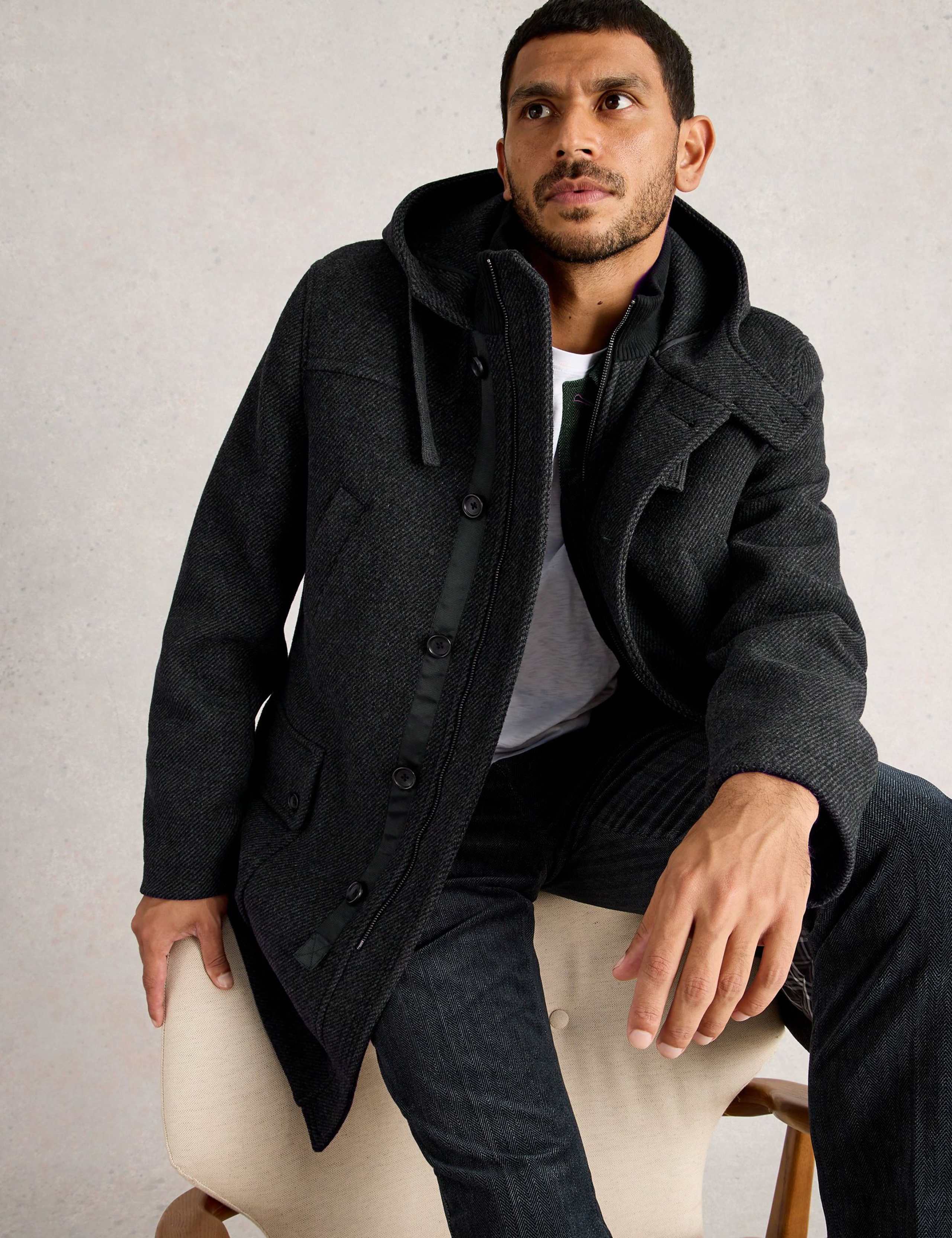 Wool Blend Hooded Overcoat 3 of 6