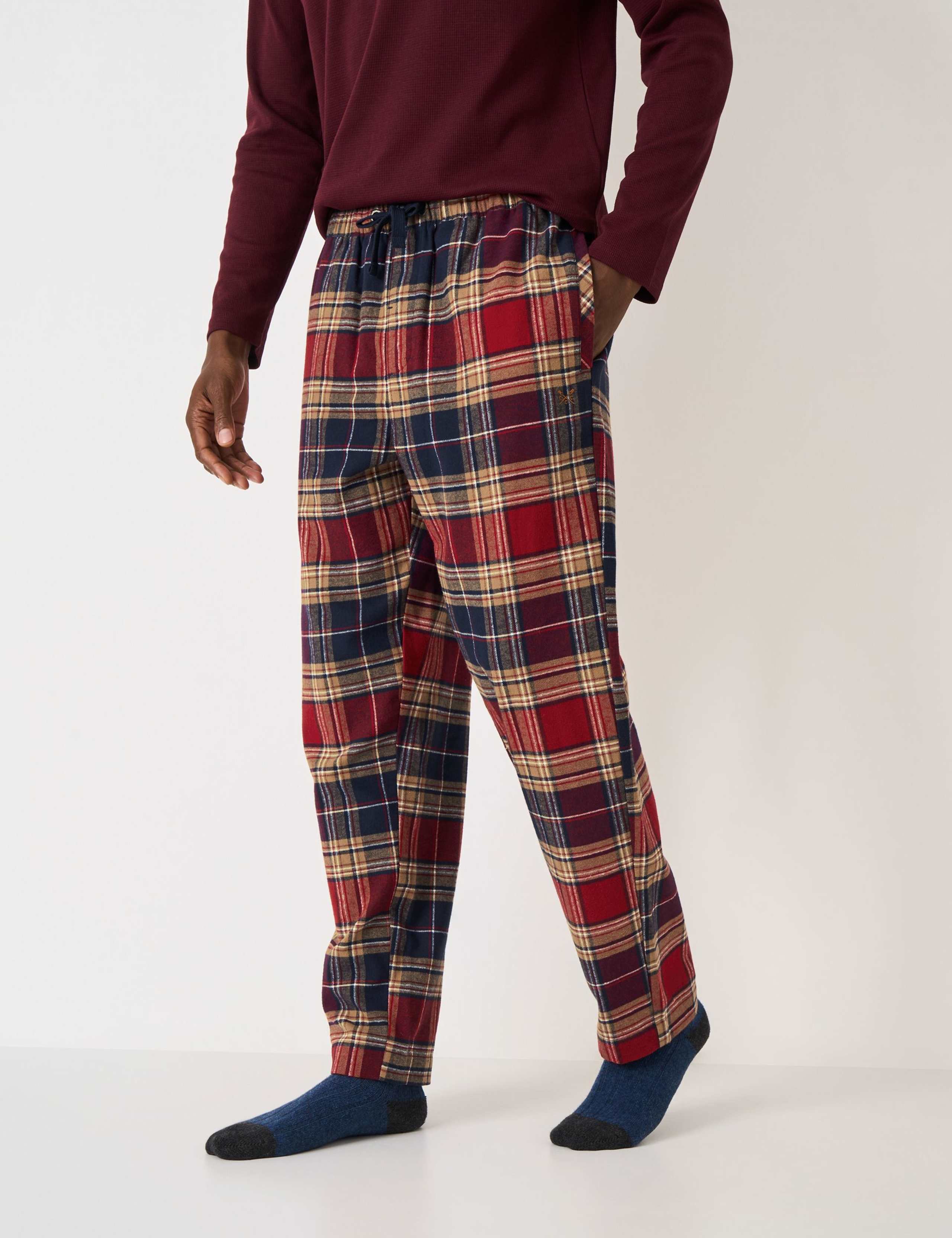 Brushed Cotton Checked Loungewear Bottoms 3 of 5