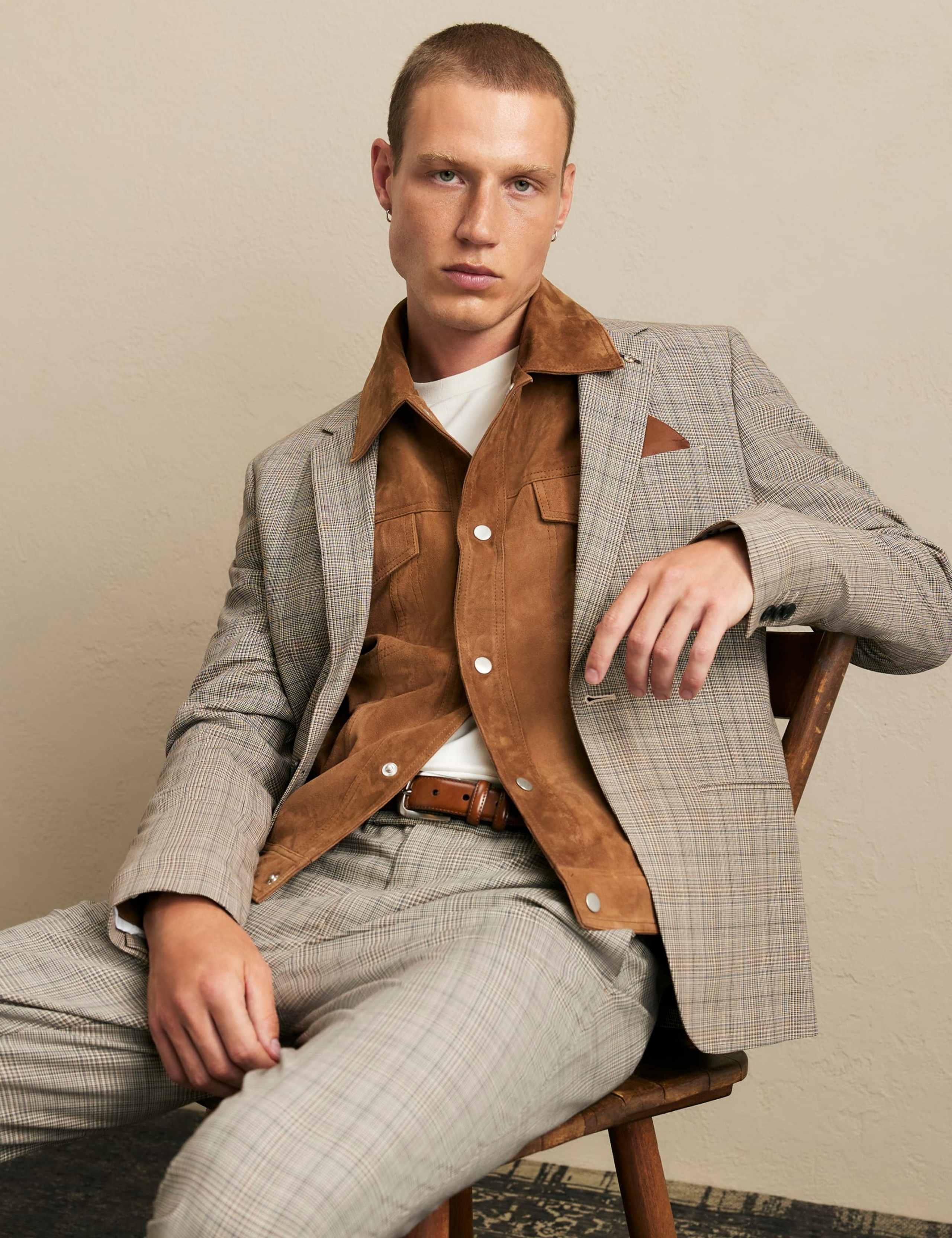 Skinny Fit Checked Suit Jacket 3 of 9