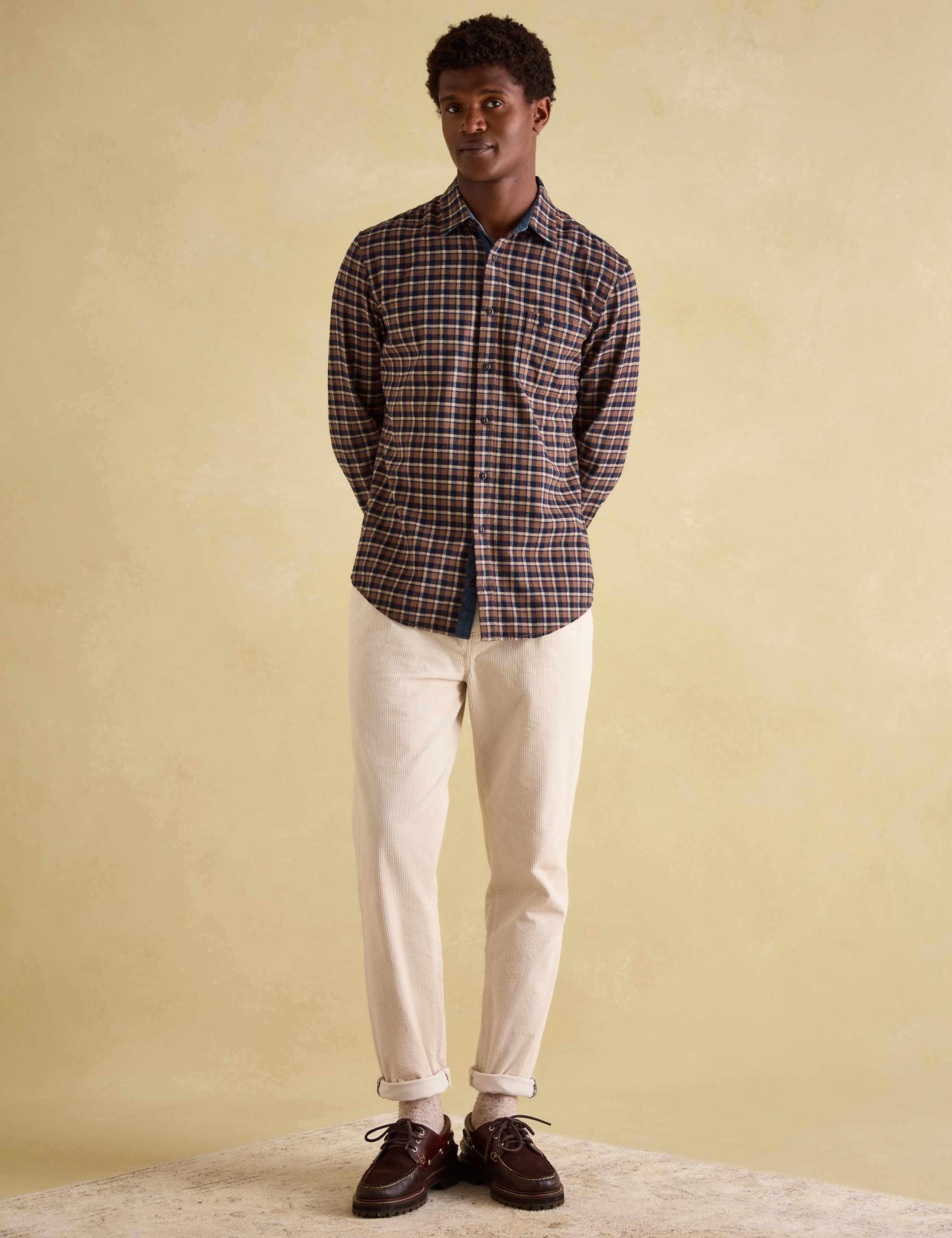 Regular Fit Brushed Cotton Check Dress Shirt 3 of 6