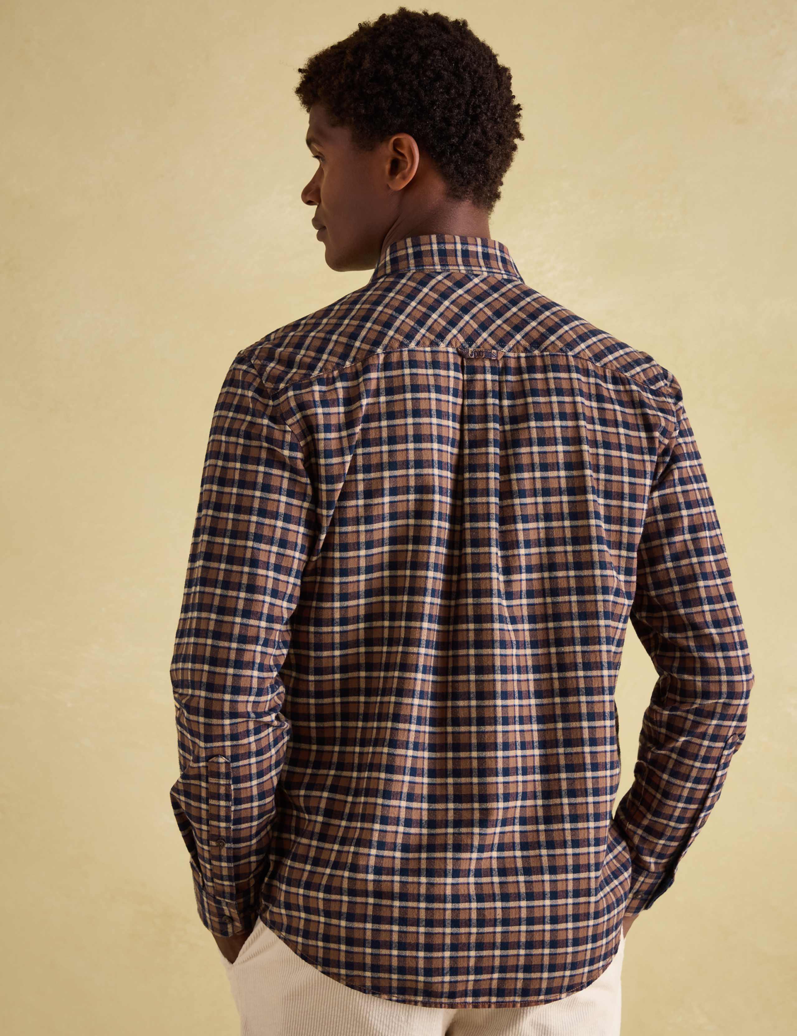 Regular Fit Brushed Cotton Check Dress Shirt 6 of 6