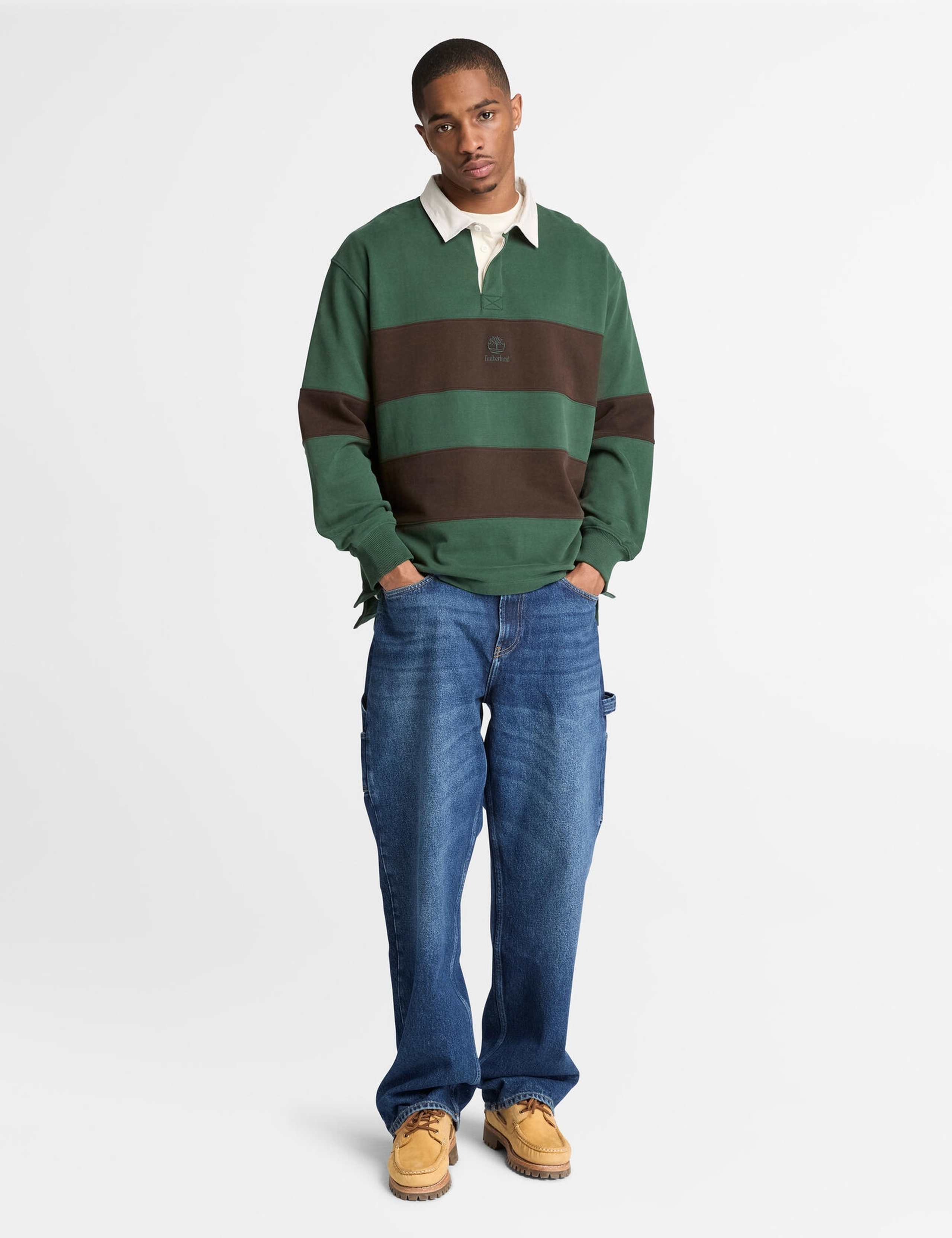 Contrast Collar Striped Rugby Sweatshirt 3 of 5