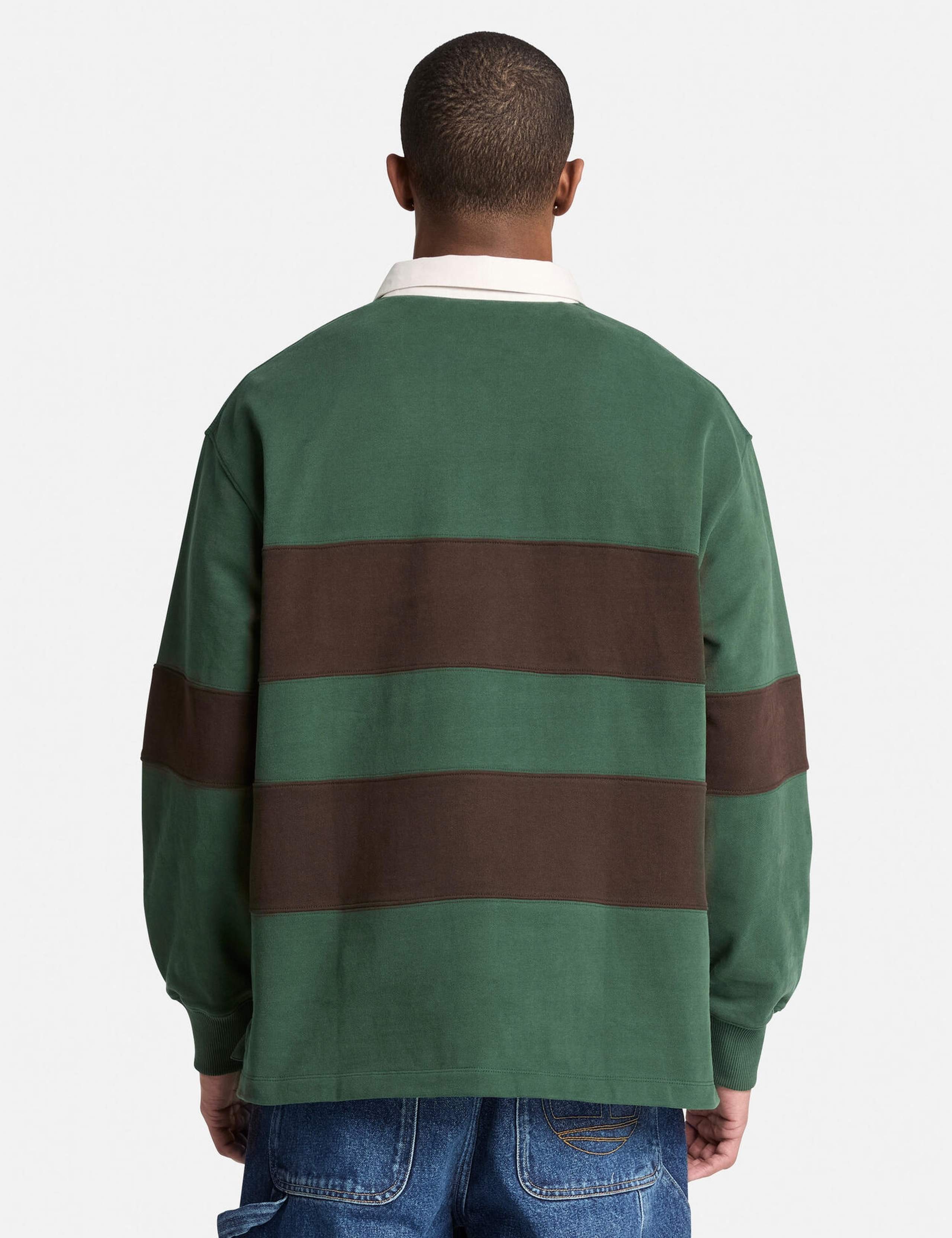 Contrast Collar Striped Rugby Sweatshirt 4 of 5