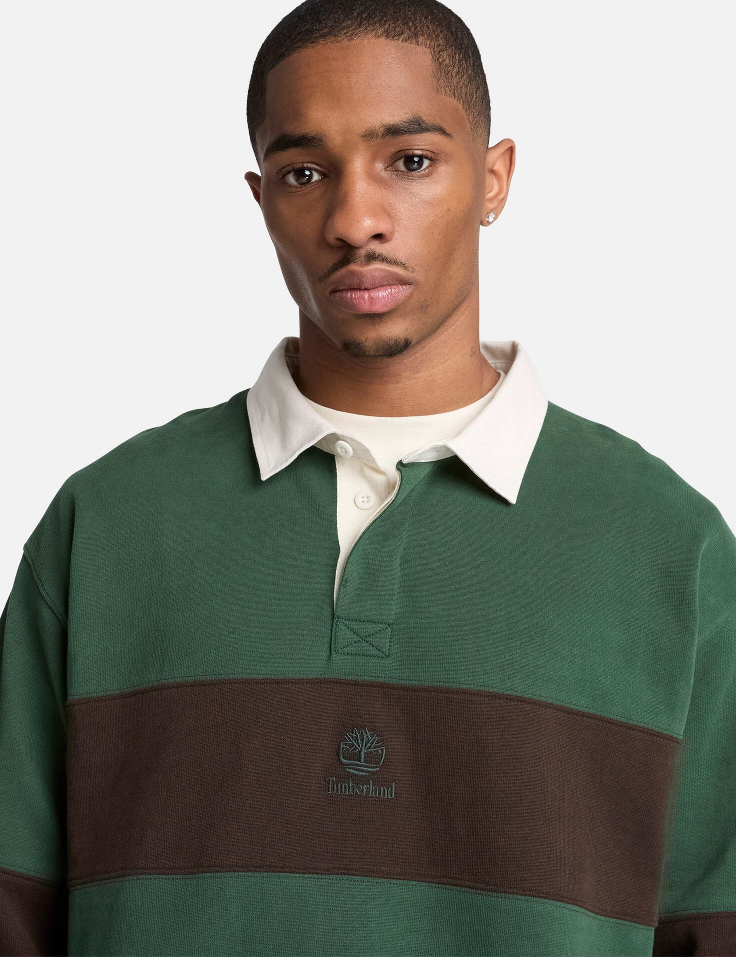 Contrast Collar Striped Rugby Sweatshirt 5 of 5