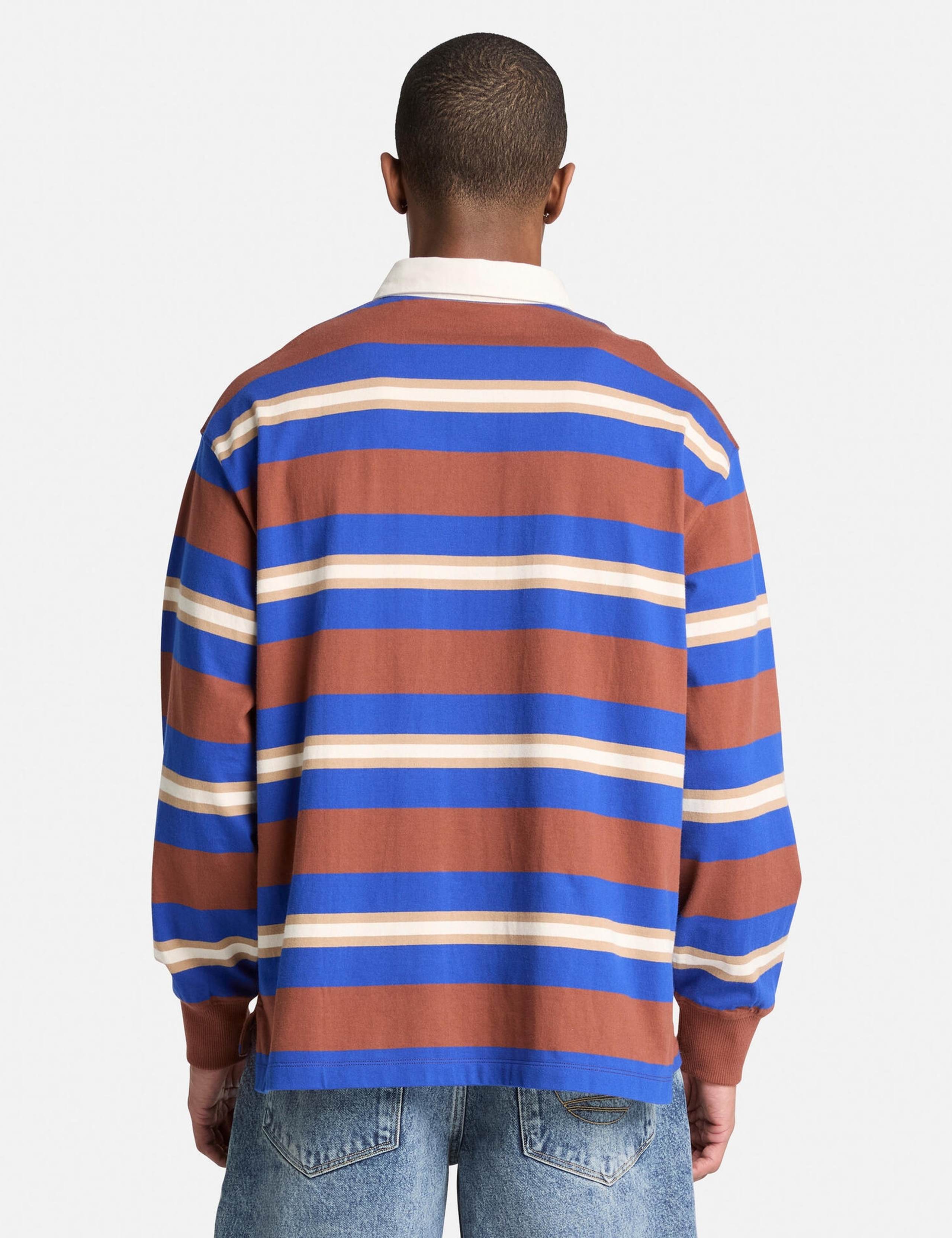 Cotton Striped Long Sleeve Polo Top 4 of 5