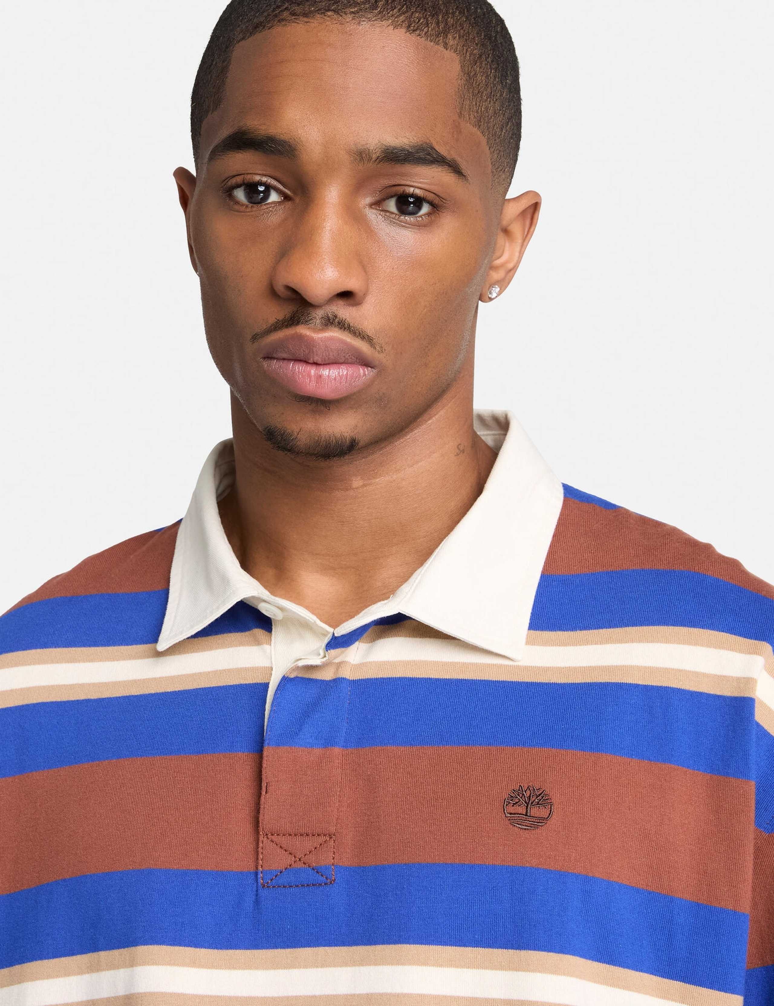 Cotton Striped Long Sleeve Polo Top 5 of 5