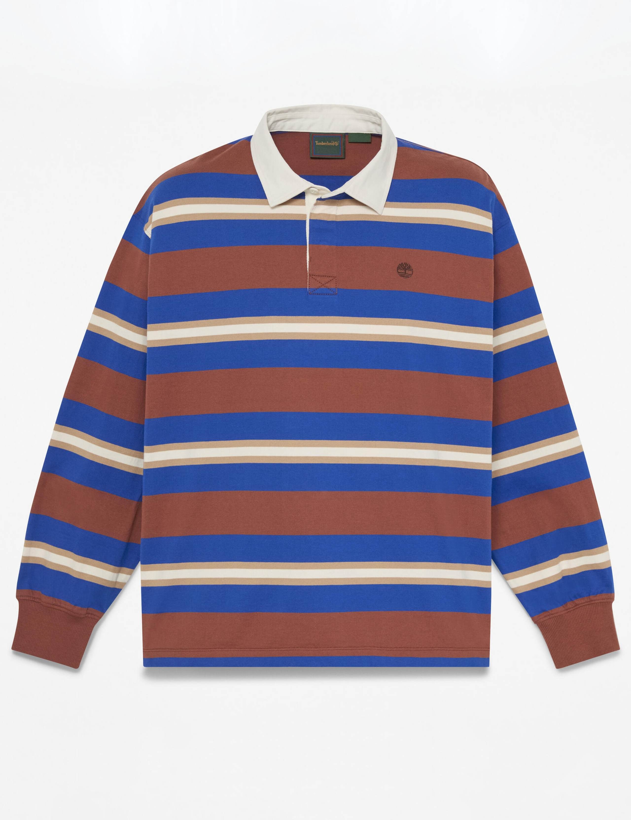 Cotton Striped Long Sleeve Polo Top 2 of 5