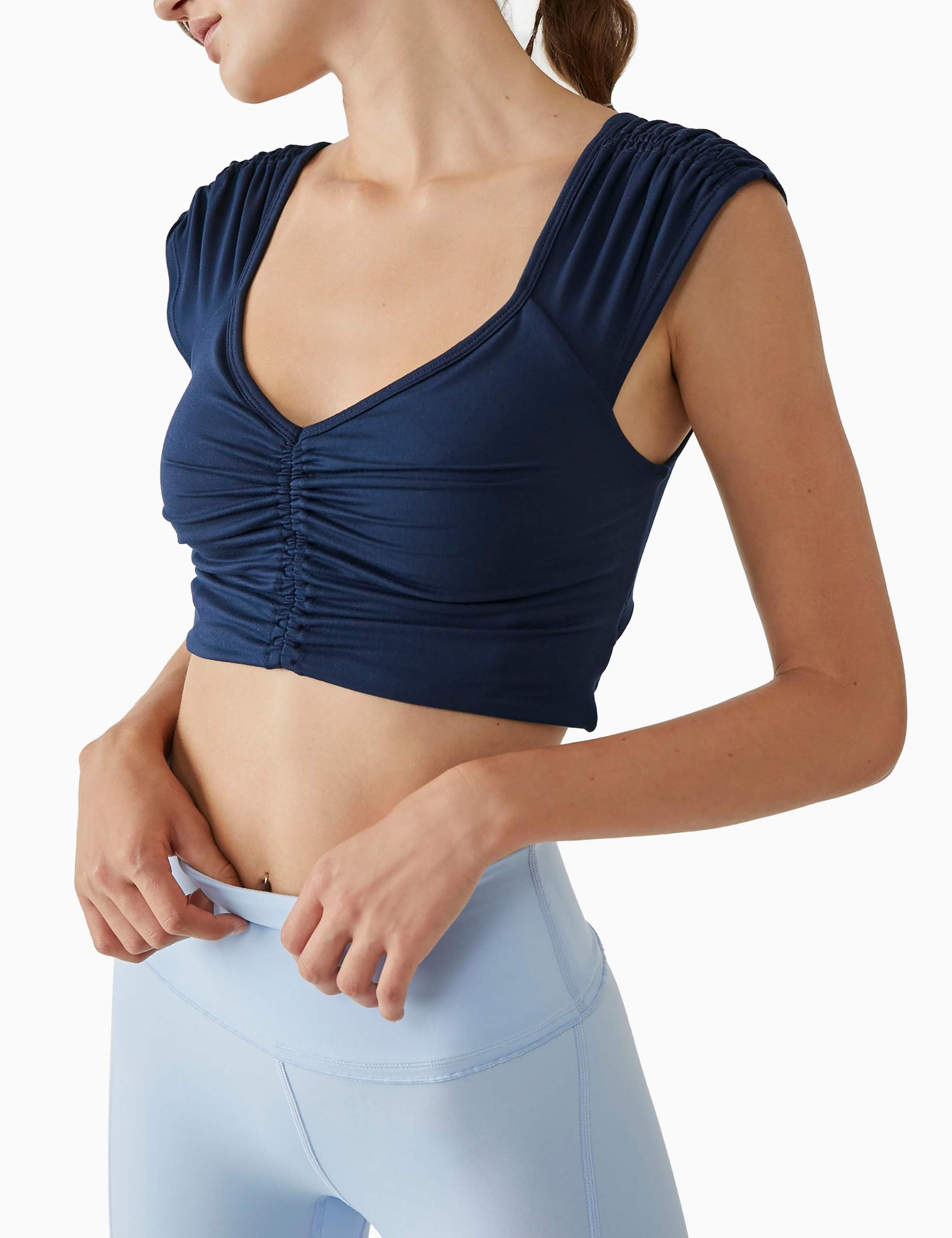 Breathe Deeper V-Neck Ruched Crop Top 1 of 4