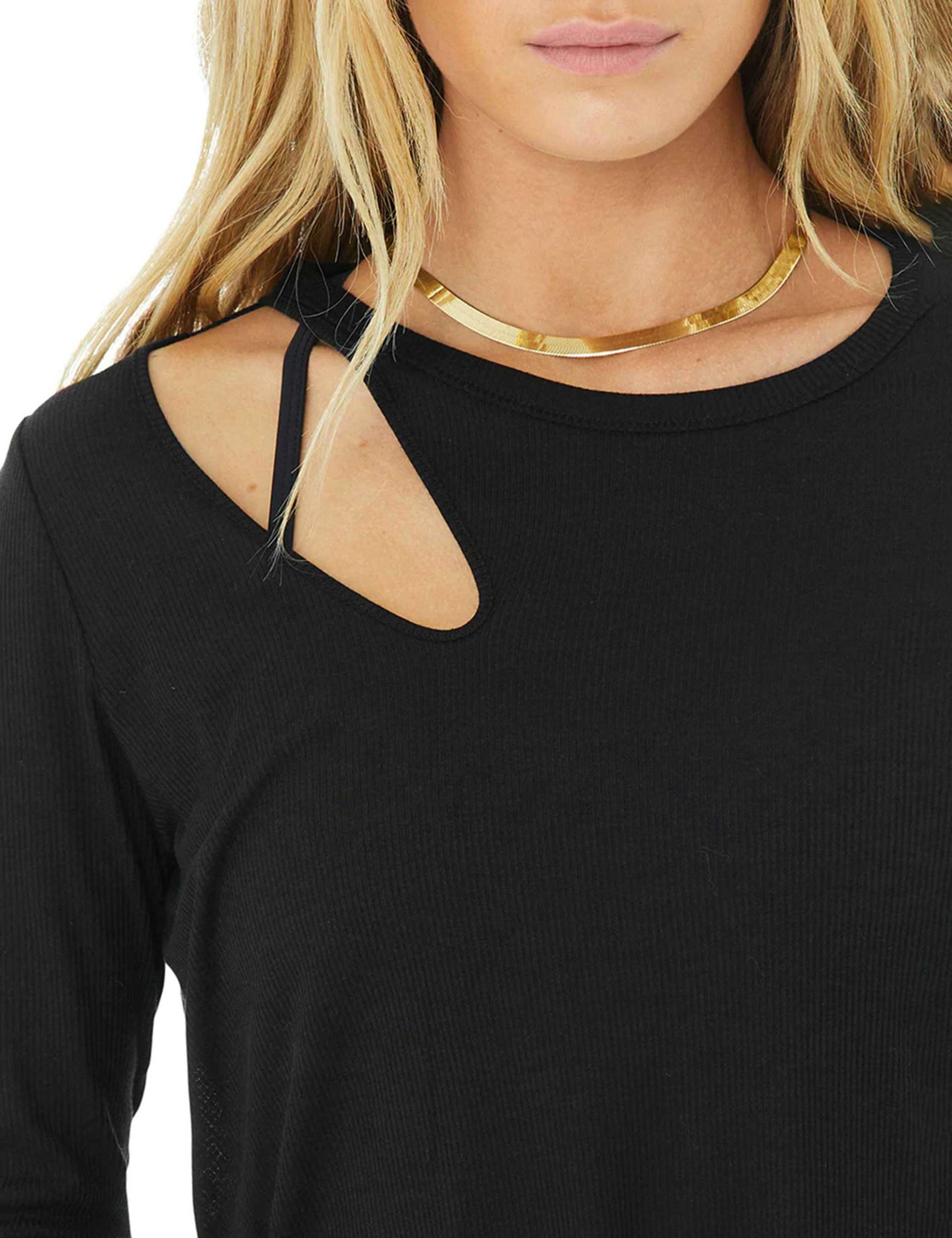Ribbed Peak Cutout Long Sleeve Top 4 of 6