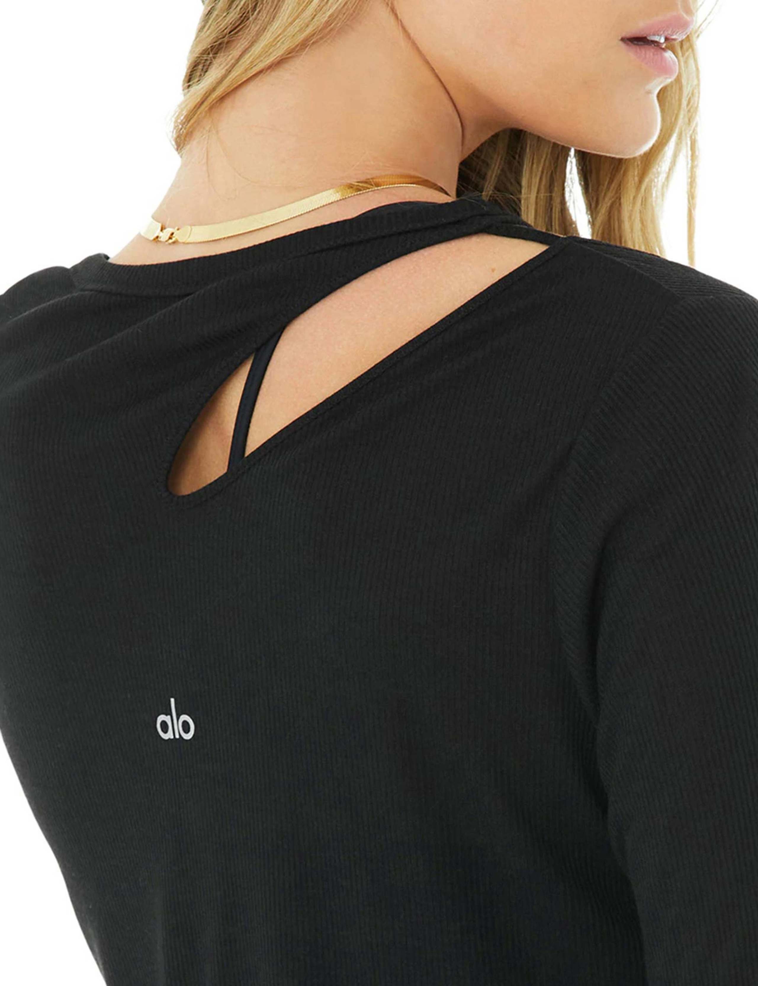 Ribbed Peak Cutout Long Sleeve Top 5 of 6