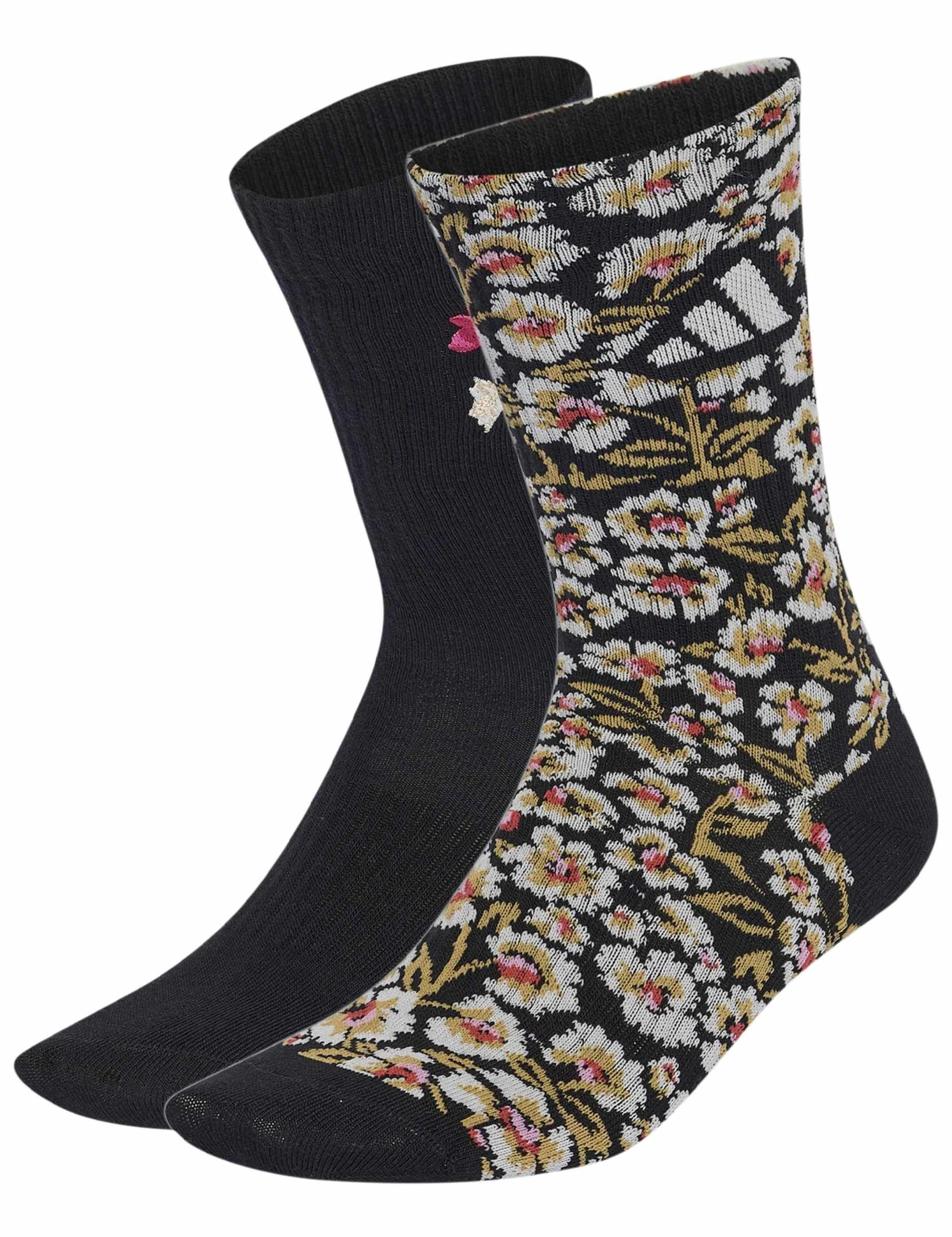 2 Pack Farm Floral Cotton Blend Crew Socks 1 of 4