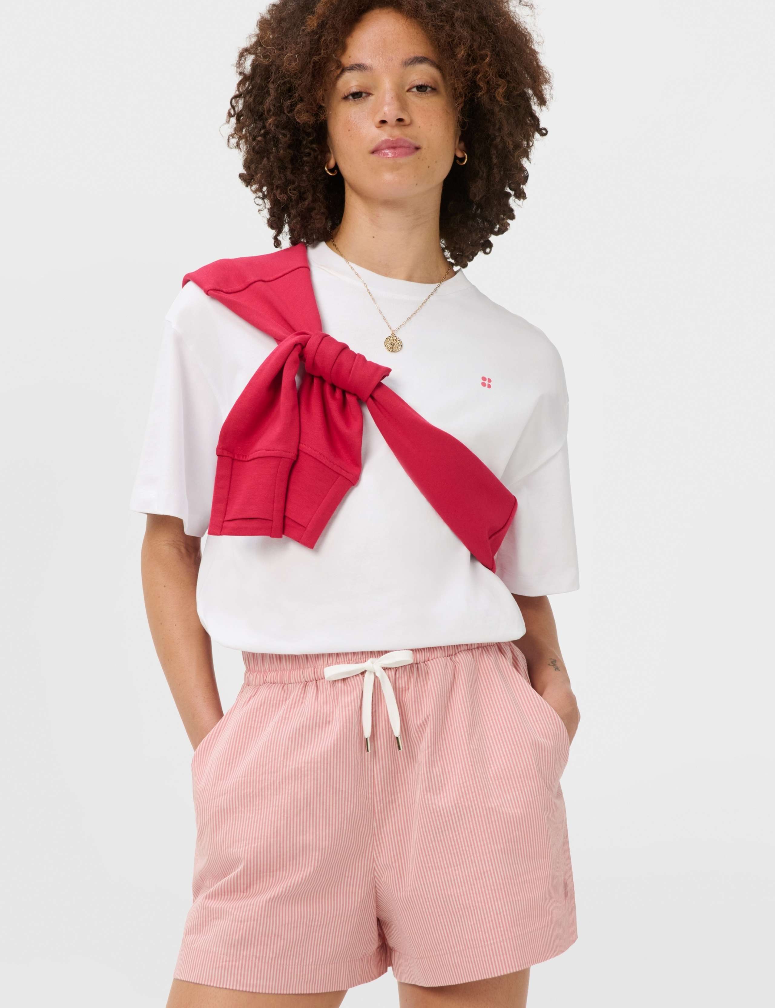 Pure Cotton Striped High Waisted Shorts 7 of 7
