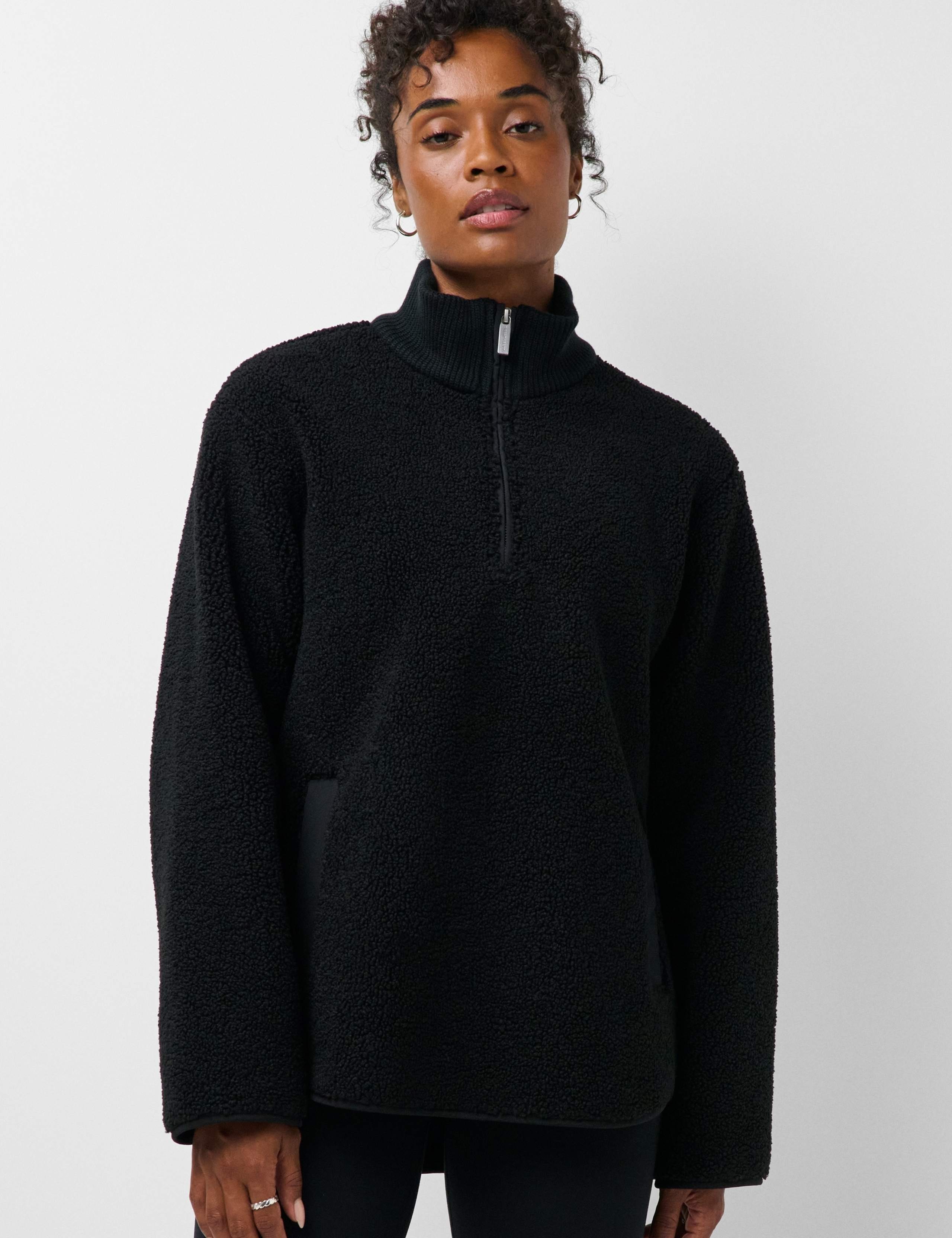 Plush Half Zip Funnel Neck Fleece Jacket 1 of 7