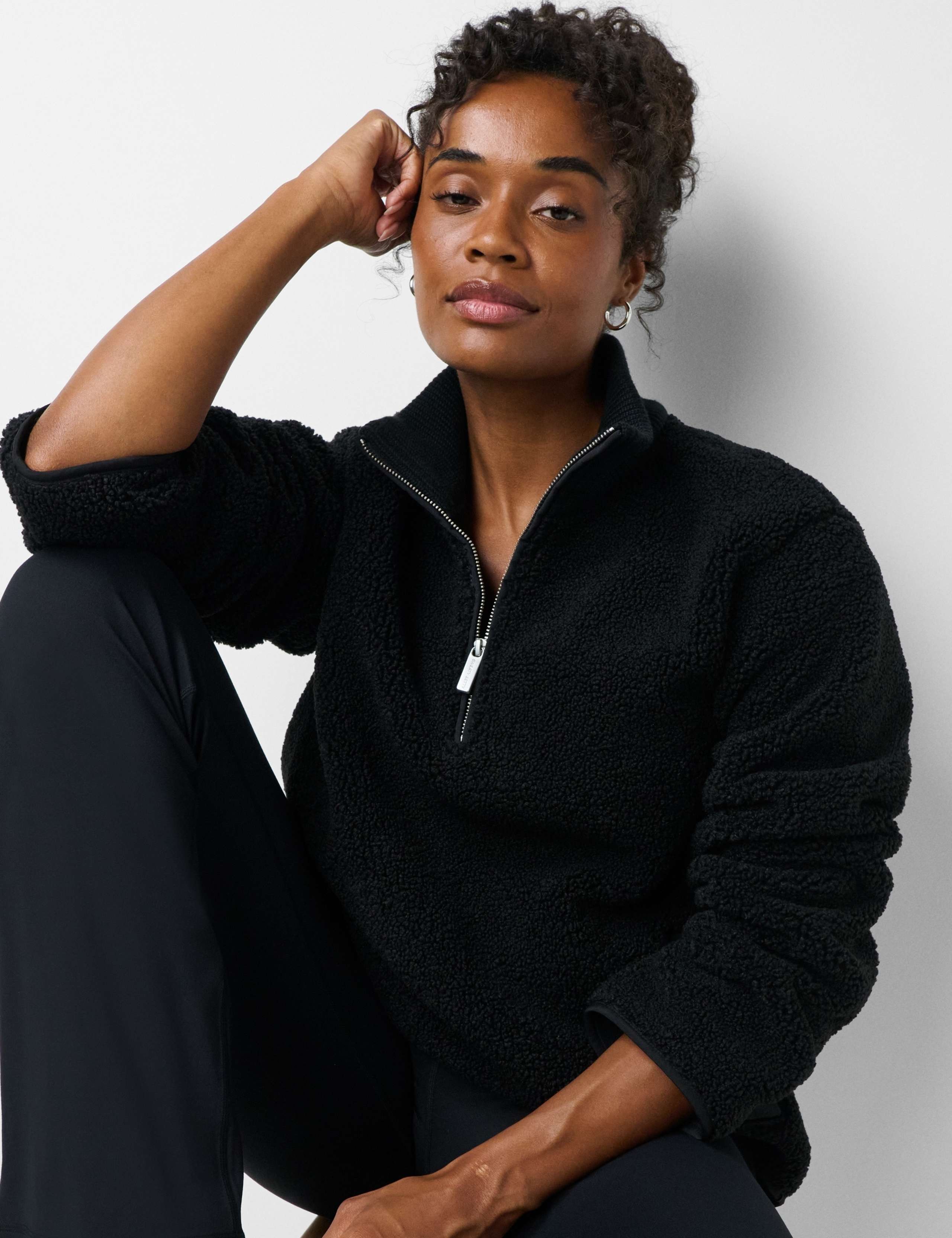 Plush Half Zip Funnel Neck Fleece Jacket 5 of 7