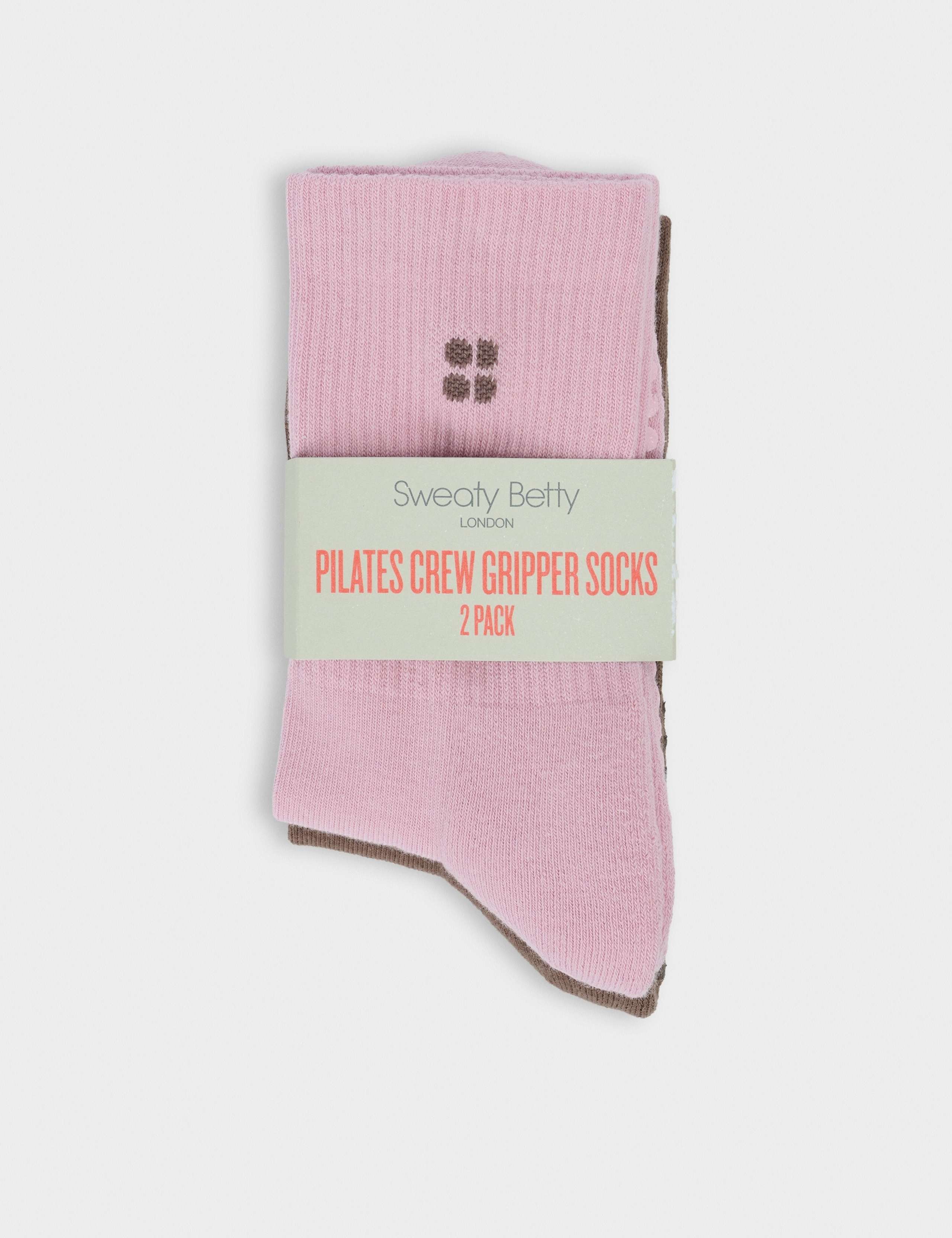 2 Pack Cotton Rich Pilates Crew Gripper Socks 2 of 4