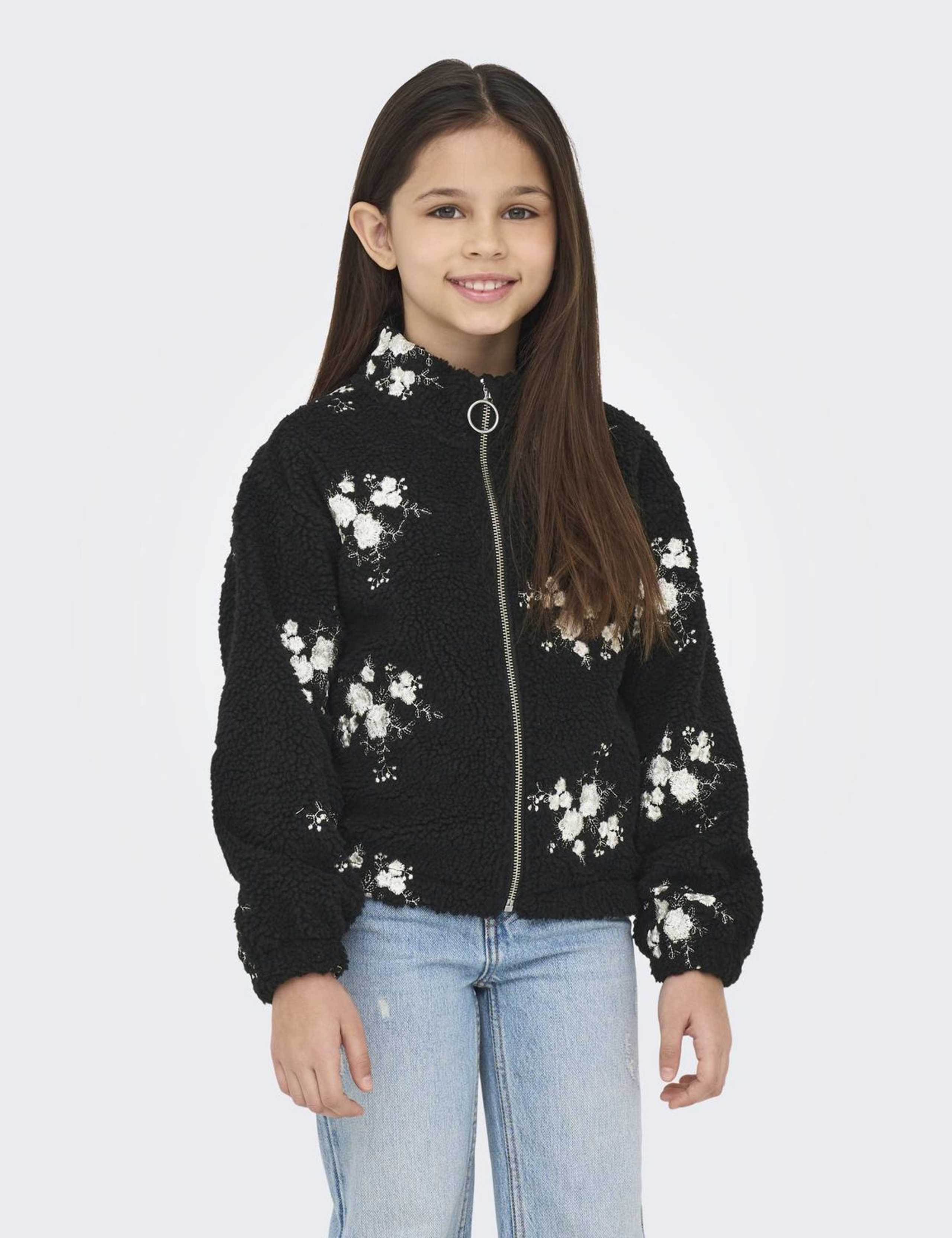 Borg Fleece Embroidered Floral Jacket (7-14 Yrs) 3 of 8