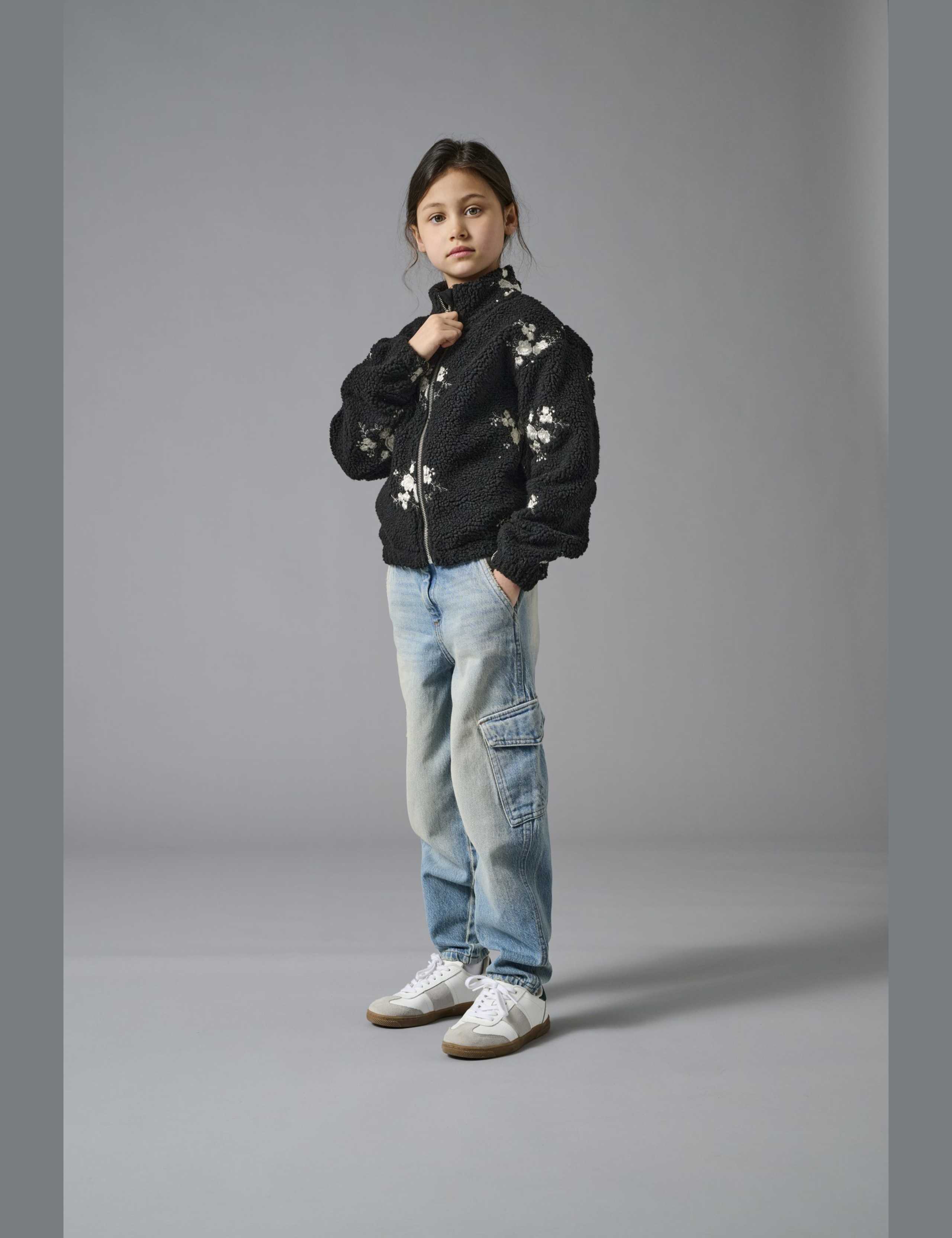 Borg Fleece Embroidered Floral Jacket (7-14 Yrs) 4 of 8