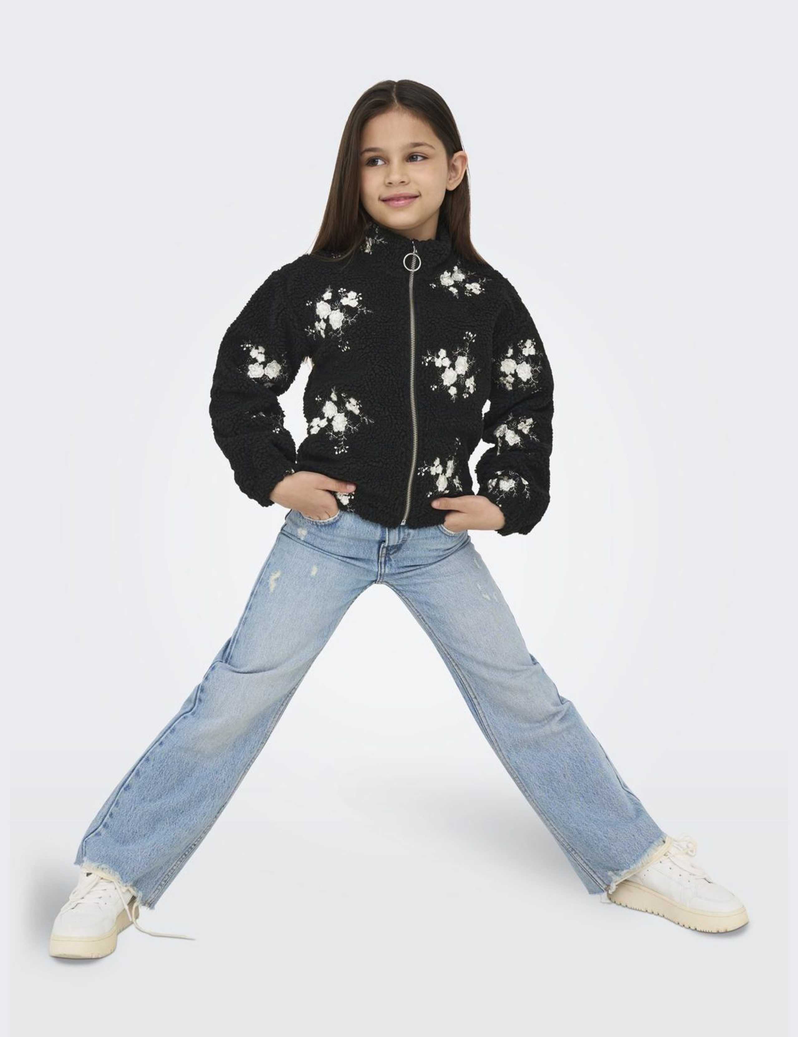 Borg Fleece Embroidered Floral Jacket (7-14 Yrs) 6 of 8