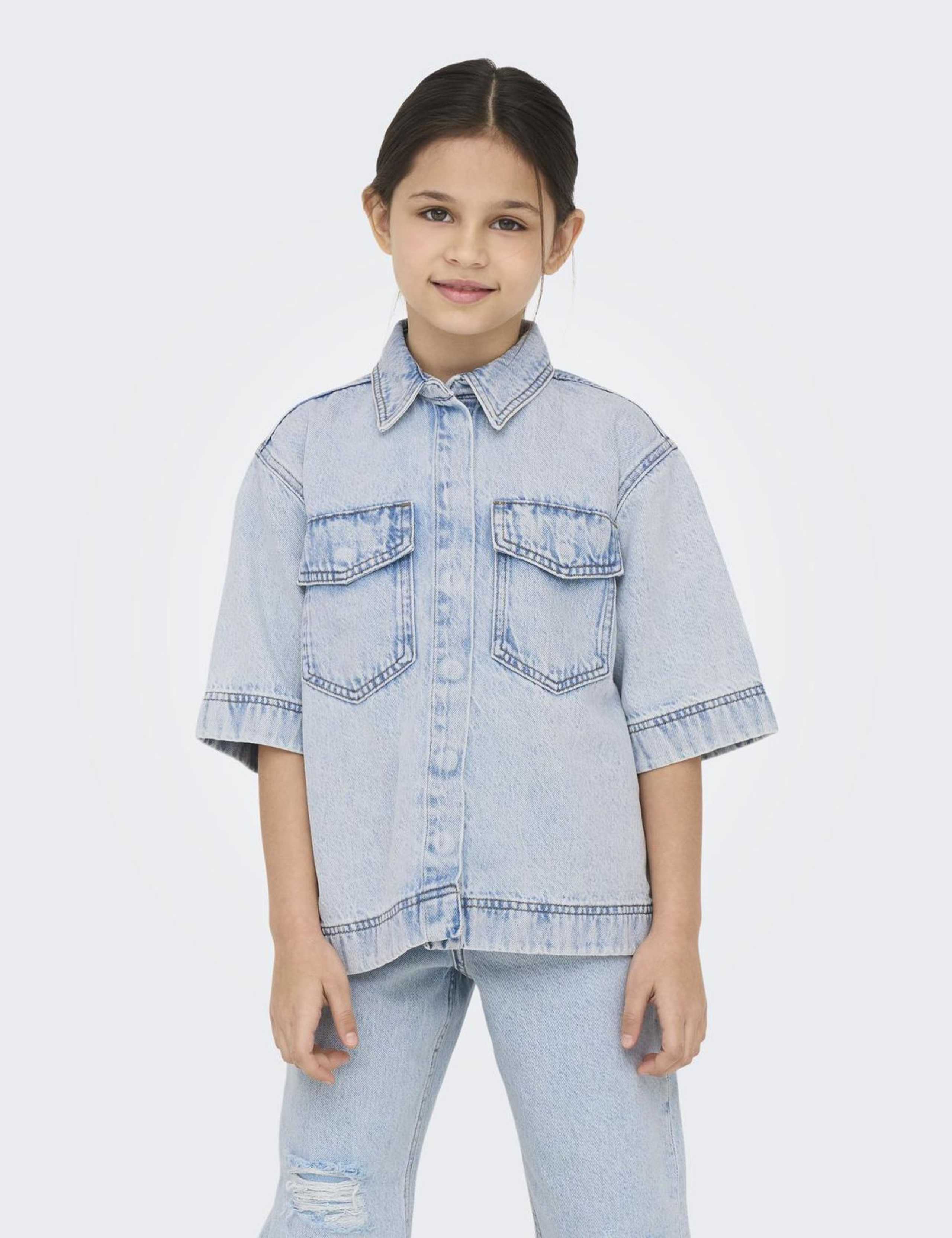Pure Cotton Denim Denim Oversized Shirt (8-14 Yrs) 4 of 7