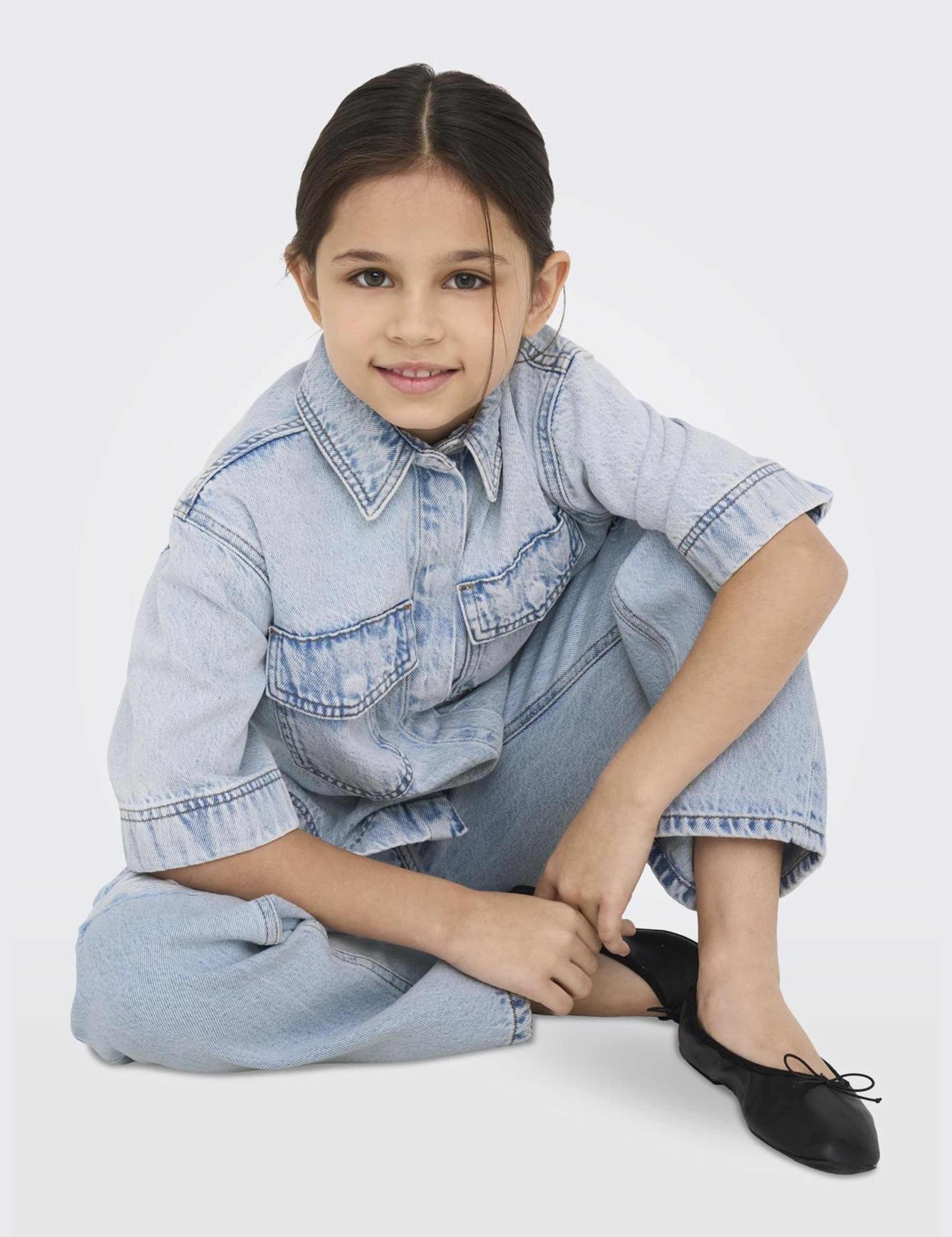 Pure Cotton Denim Denim Oversized Shirt (8-14 Yrs) 6 of 7