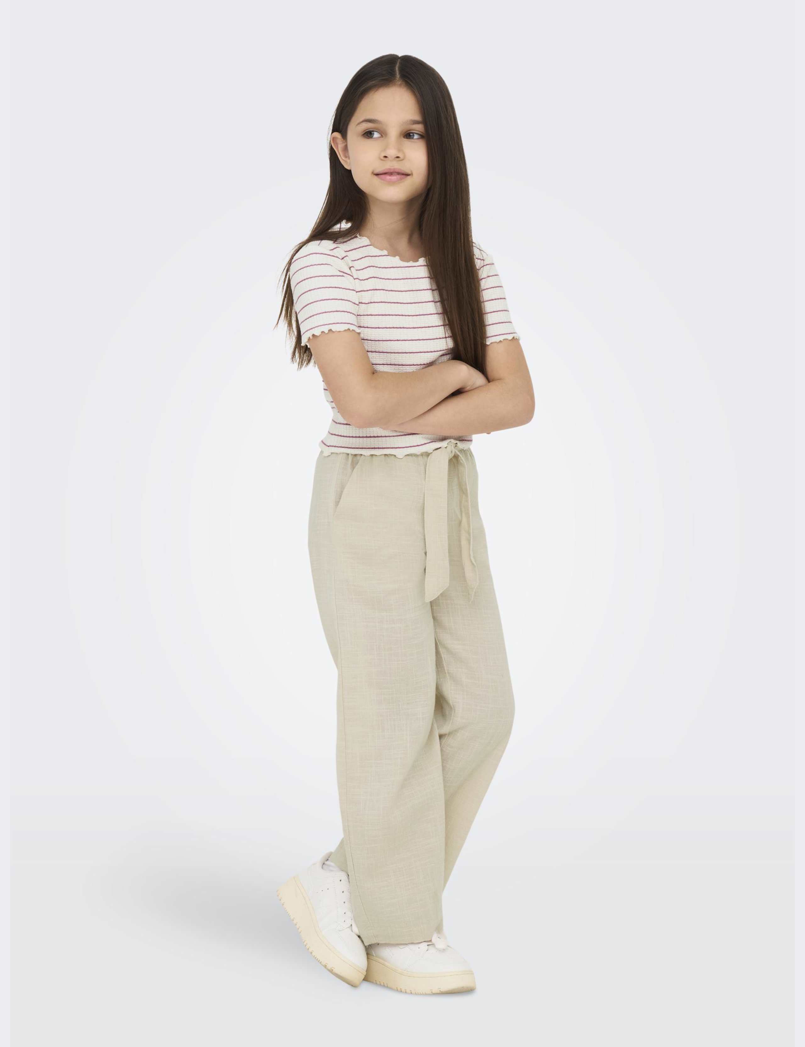 Cotton Blend Striped Cropped T-Shirt (7-14 Yrs) 3 of 5
