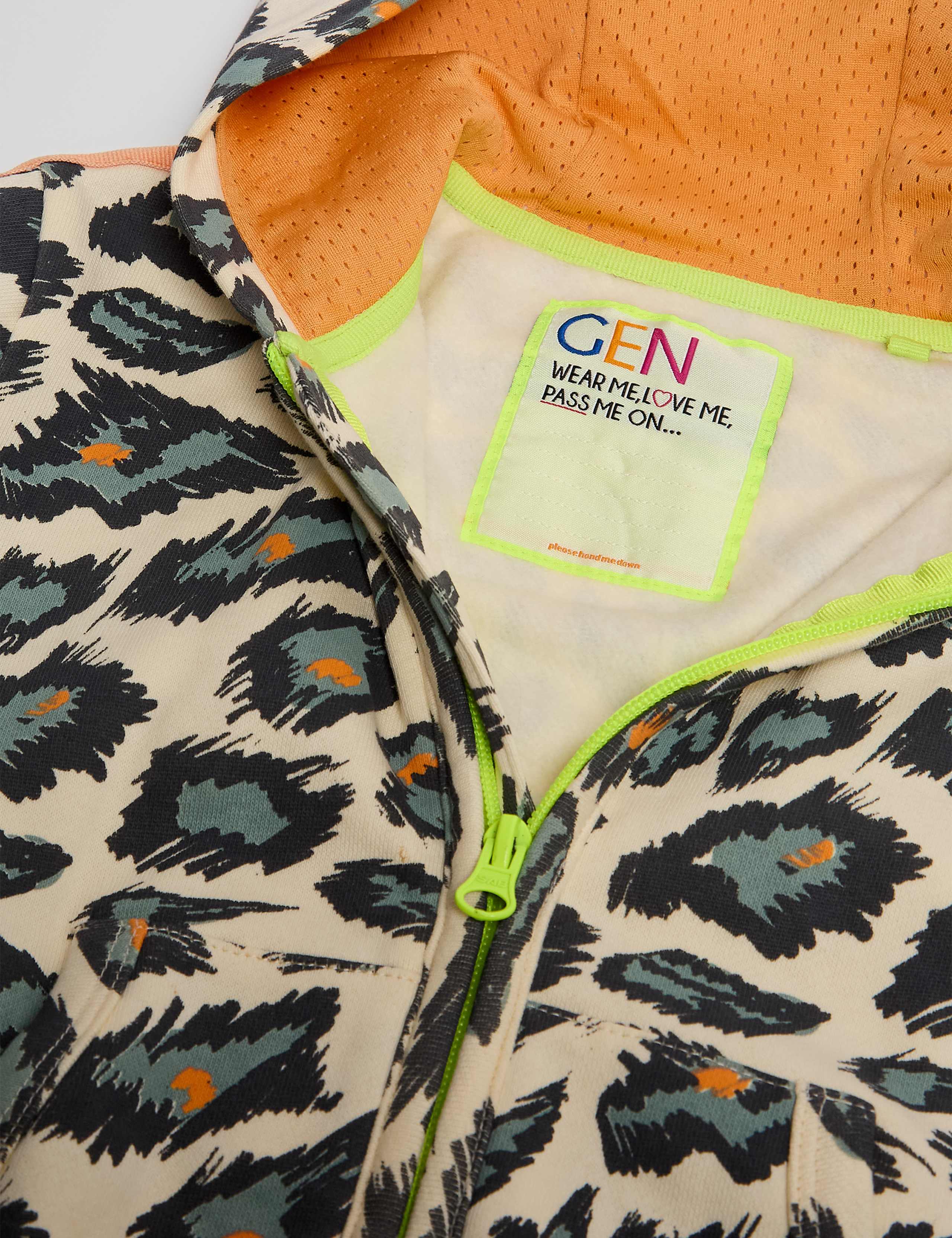 Pure Cotton Printed Oversized Zip Hoodie (2-8 Yrs) 4 of 5