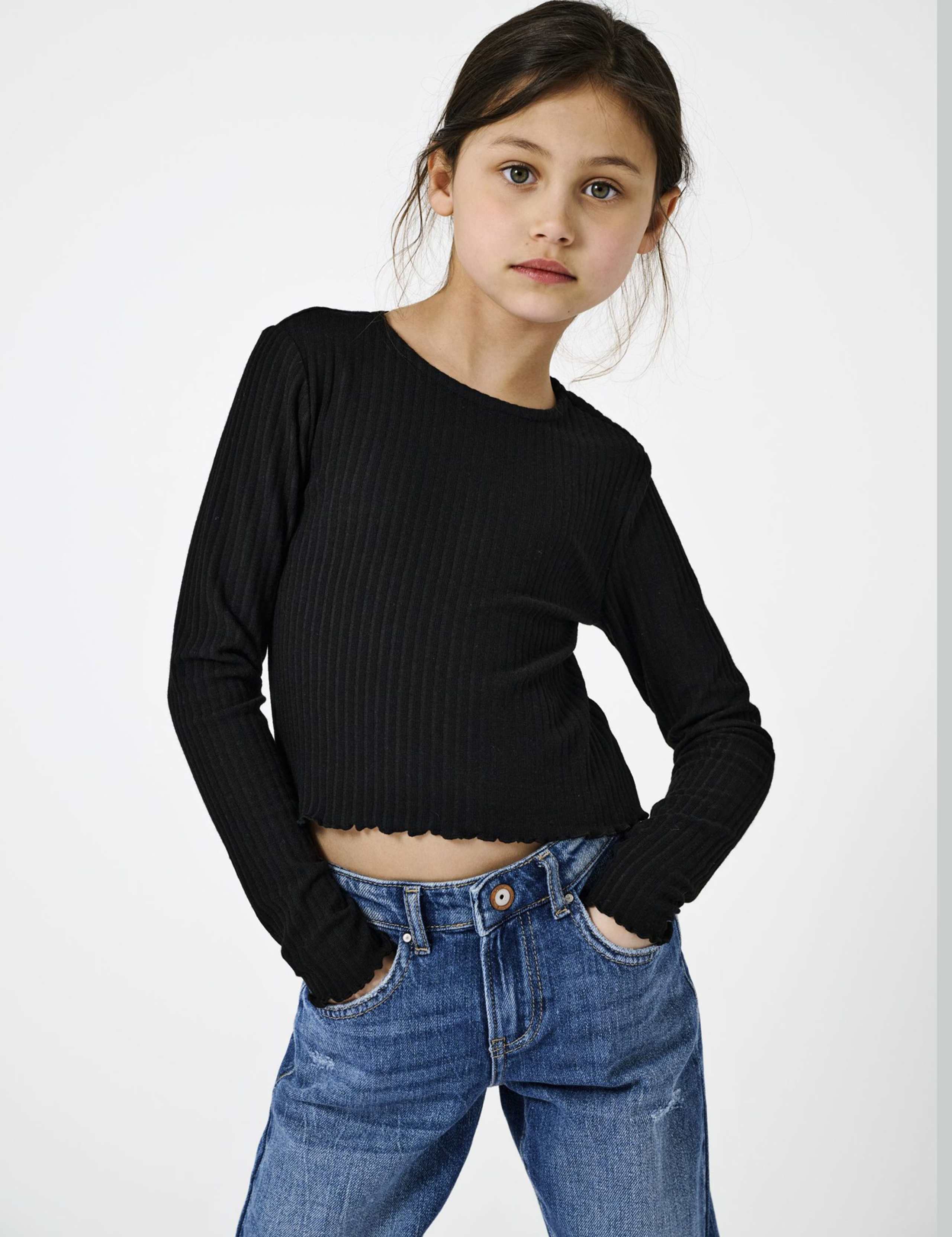 Ribbed Long Sleeve Top (7-14 Yrs) 1 of 3