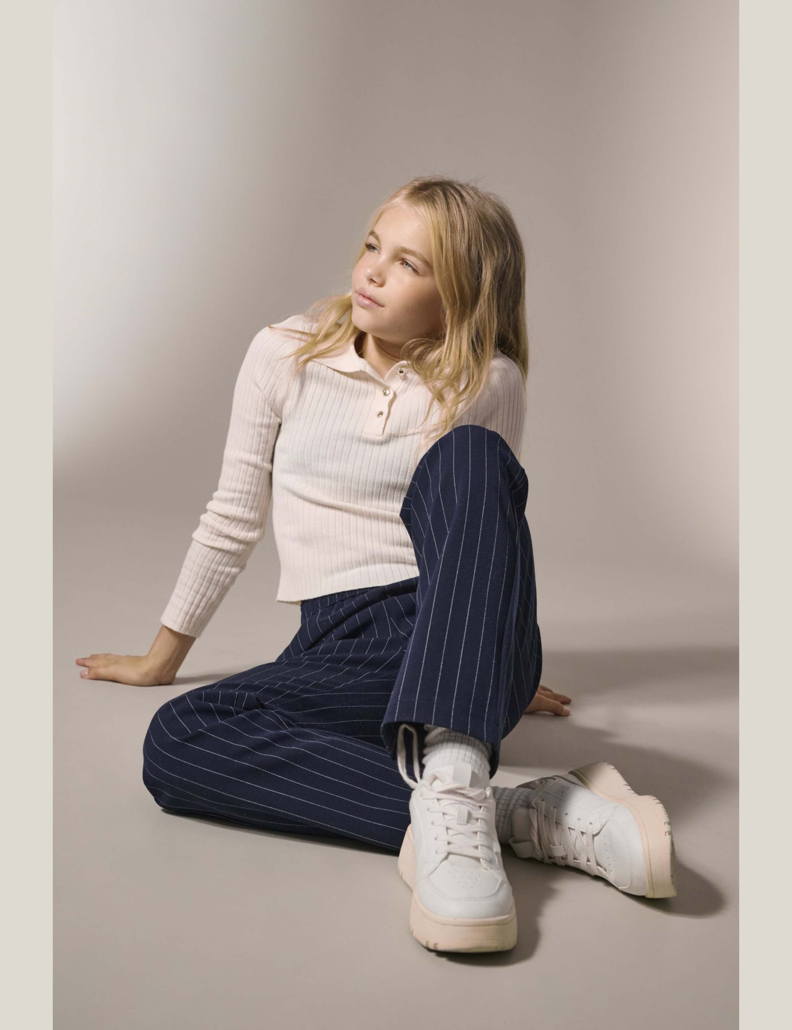 Ribbed Polo Top (7-14 Yrs) 1 of 2