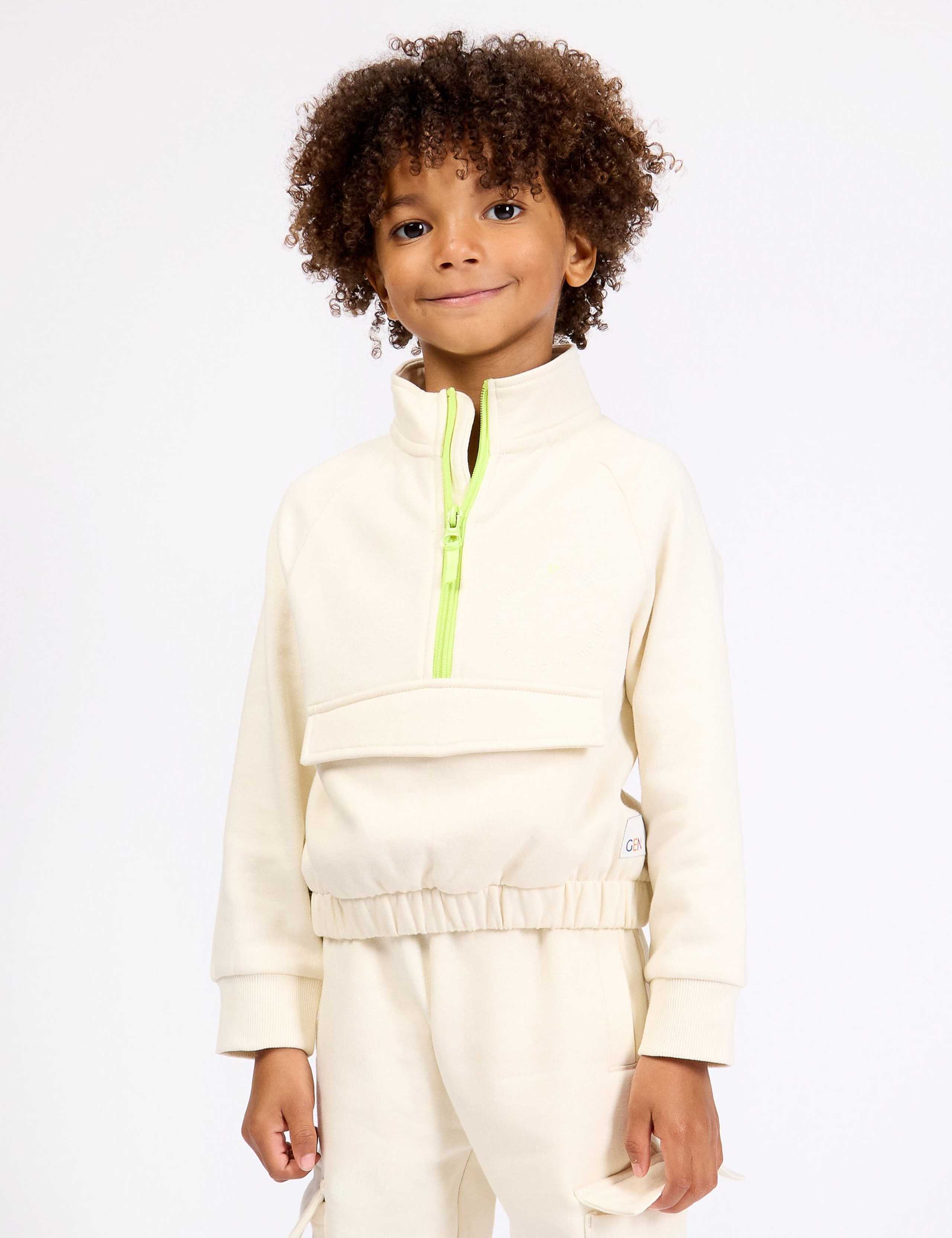 Pure Cotton Half Zip Sweatshirt (3-8 Yrs) 9 of 12