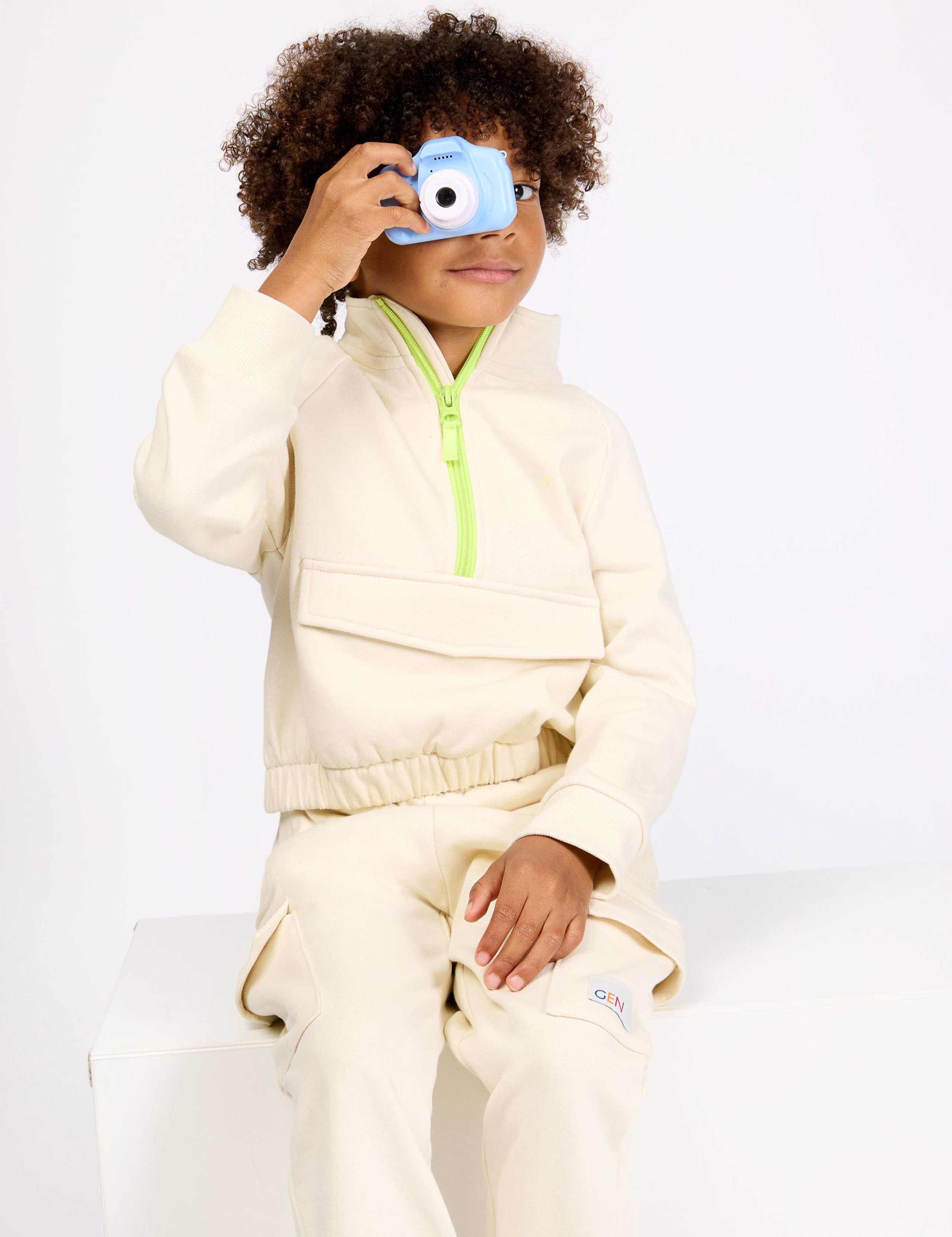 Pure Cotton Half Zip Sweatshirt (3-8 Yrs) 10 of 12
