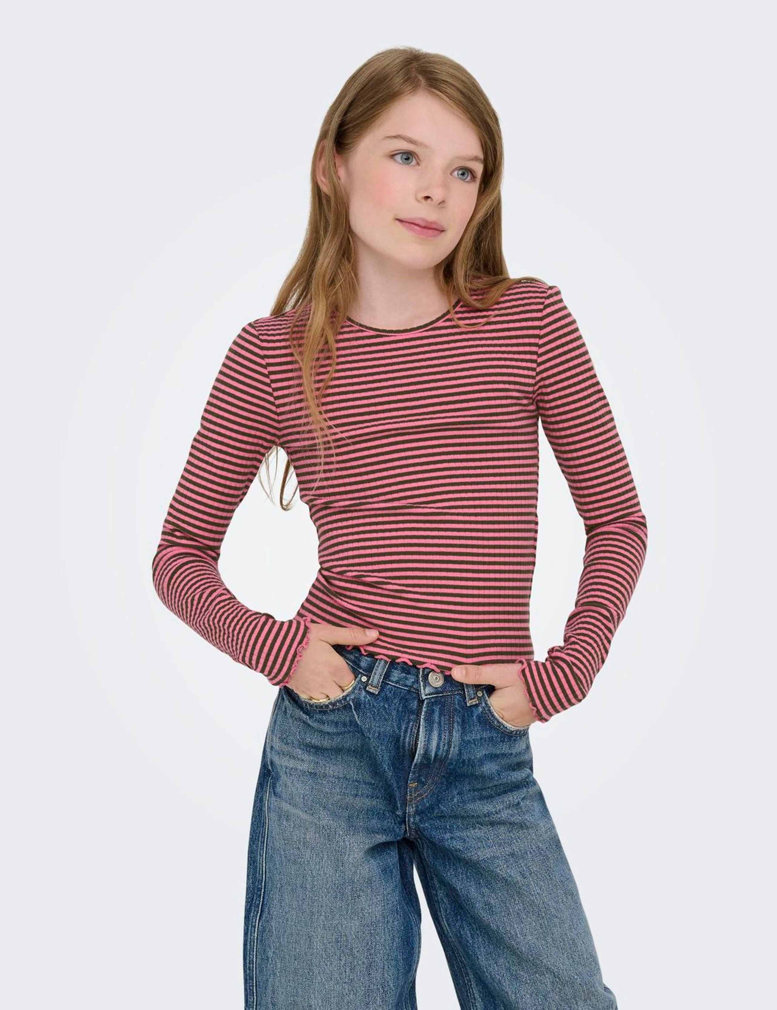 Jersey Striped Long Sleeve Top (7-14 Yrs) 1 of 5