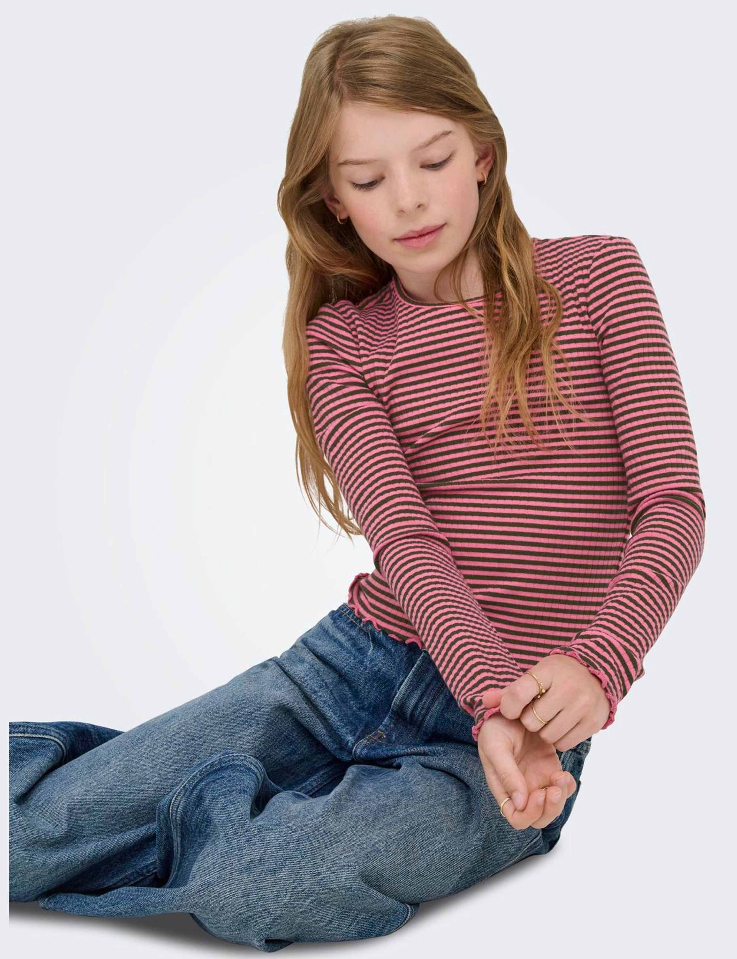 Jersey Striped Long Sleeve Top (7-14 Yrs) 3 of 5