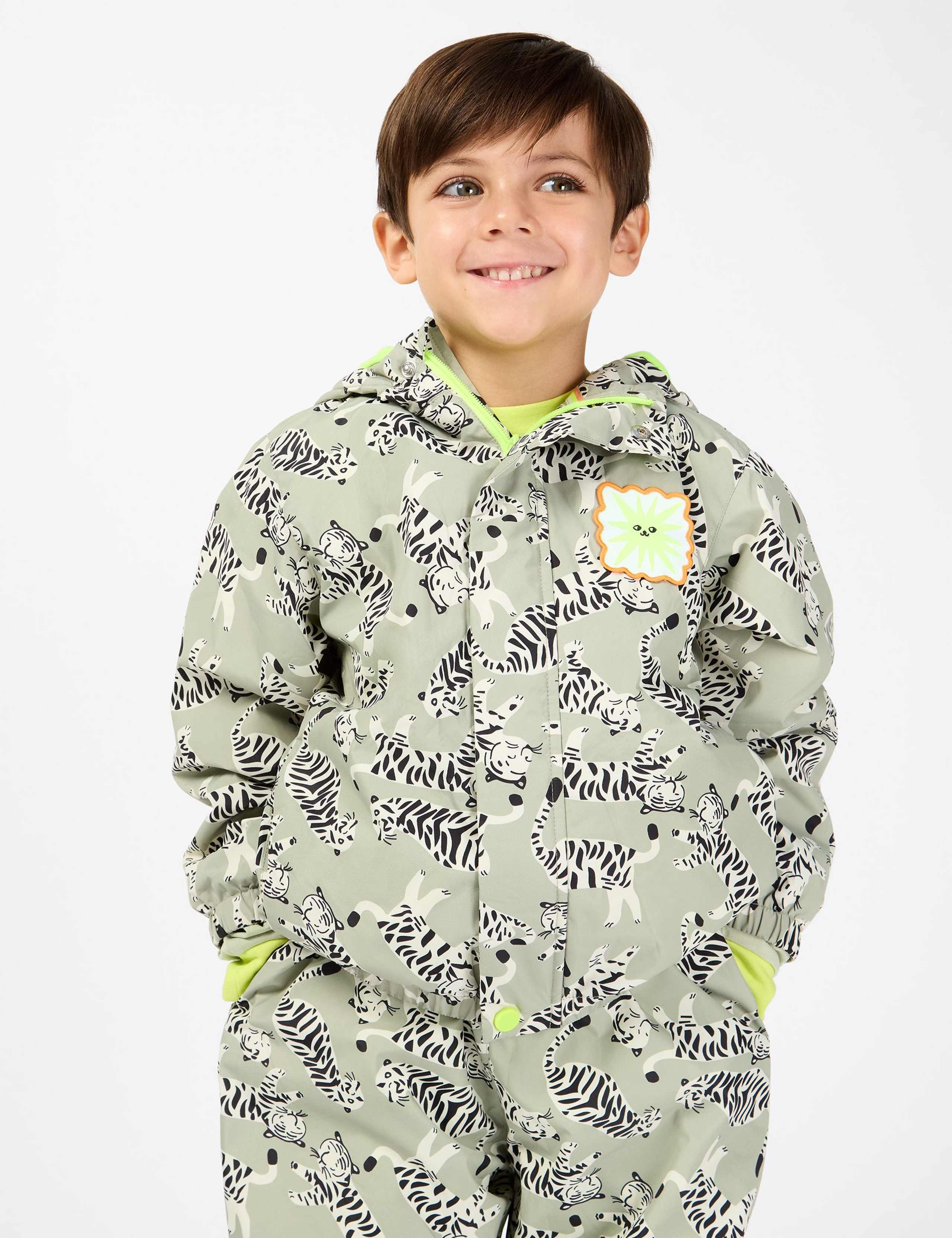 Tiger Print Shower Resistant Raincoat (2-8 Yrs) 1 of 7