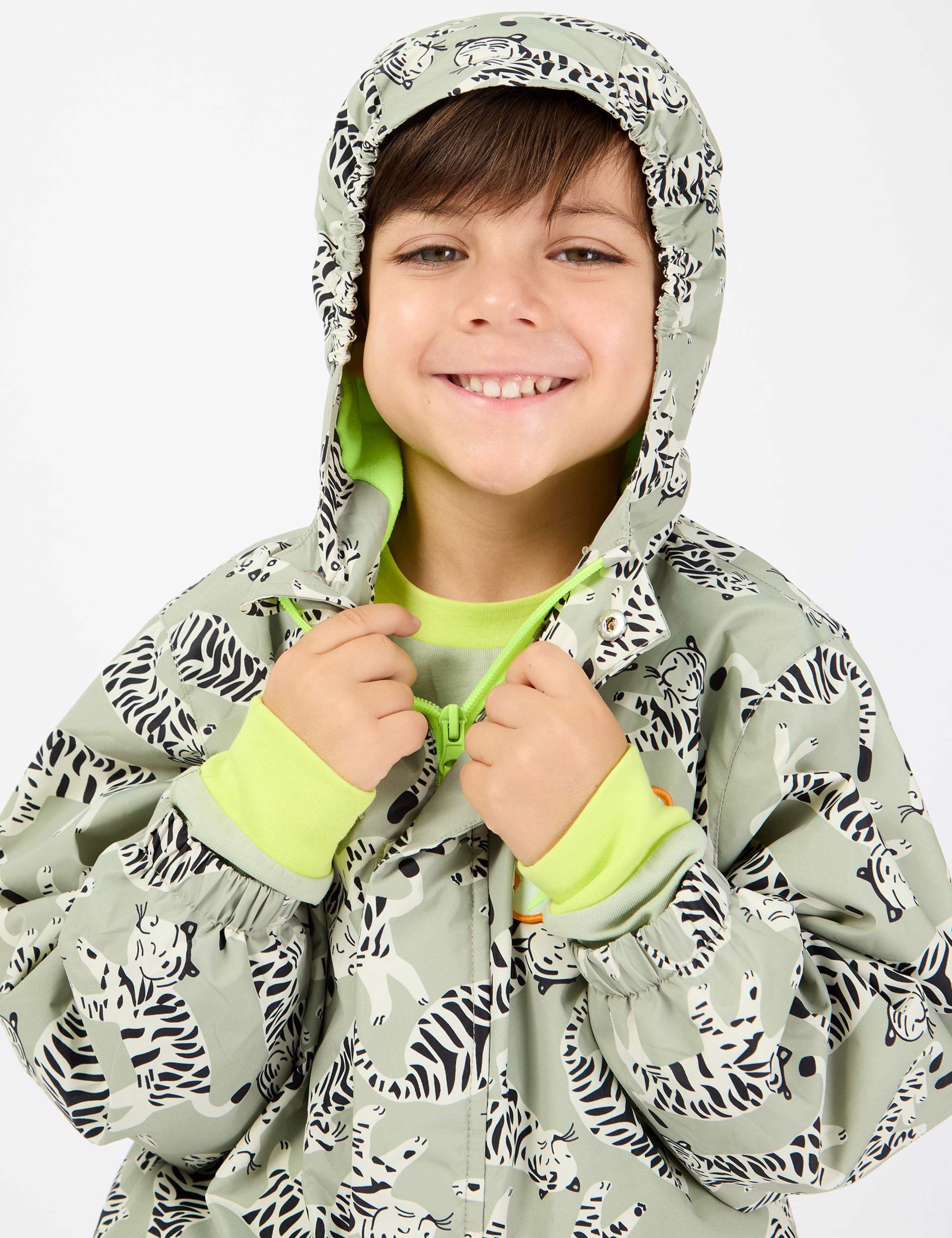 Tiger Print Shower Resistant Raincoat (2-8 Yrs) 3 of 7