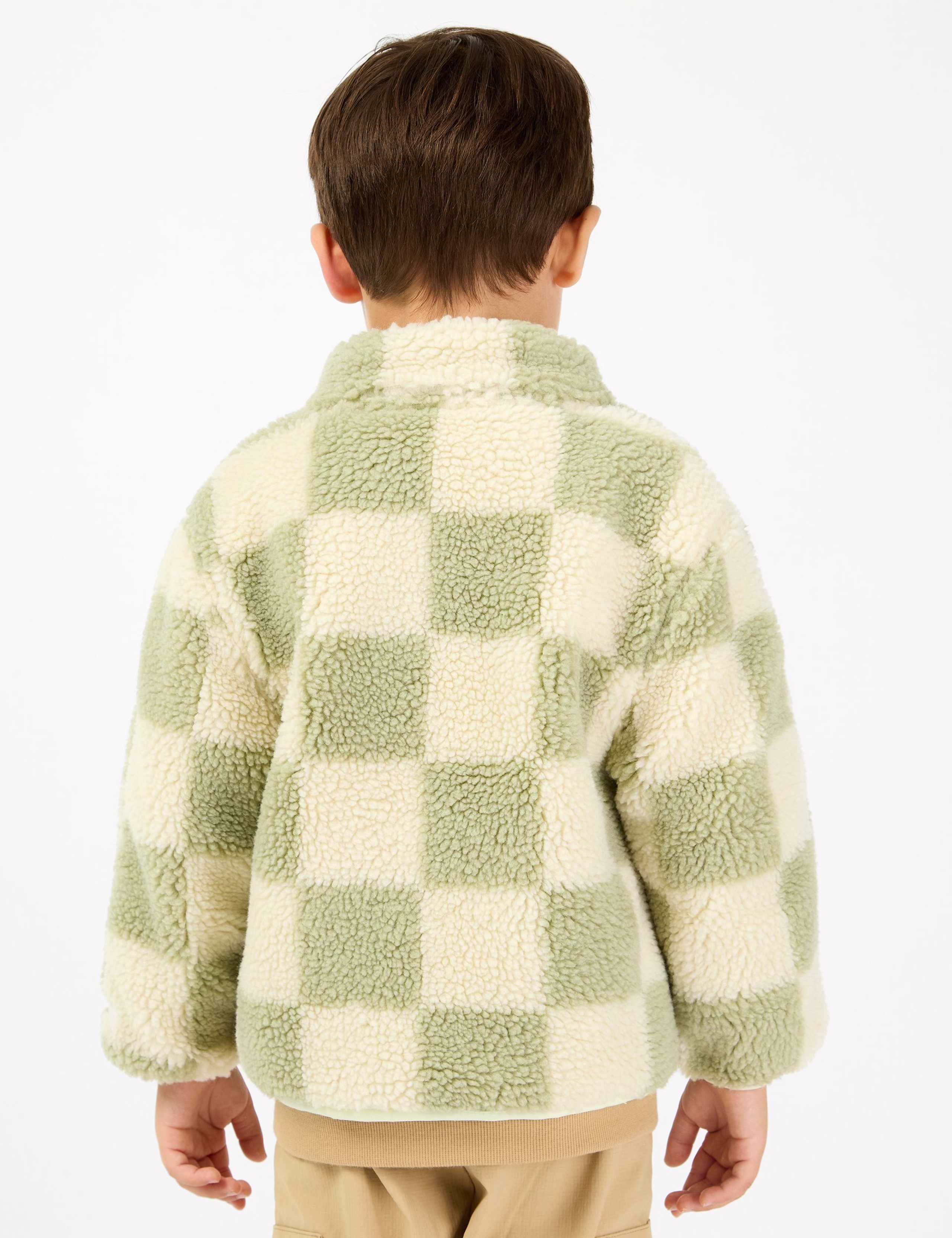 Checkboard Zip Through Borg Jacket (2-8 Yrs) 5 of 6